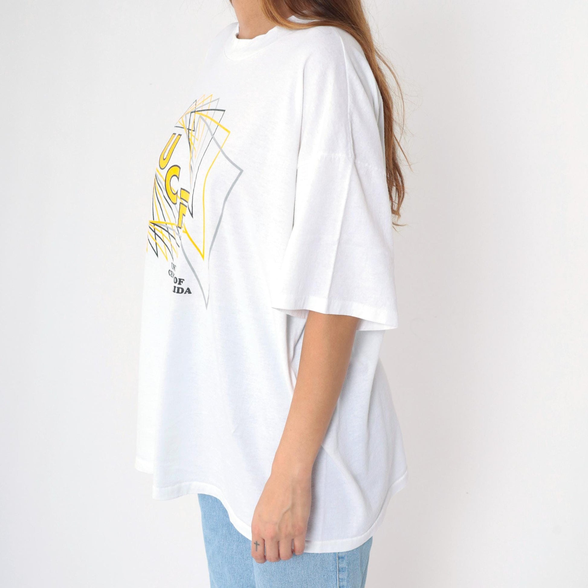 90s University of Central Florida Graphic T-Shirt White Cotton XXL