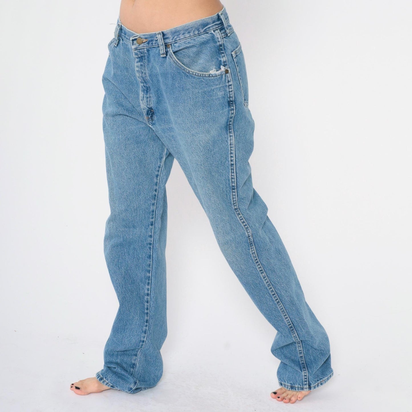00s Wrangler High Rise Straight Leg Jeans Blue Denim Men's 36x36