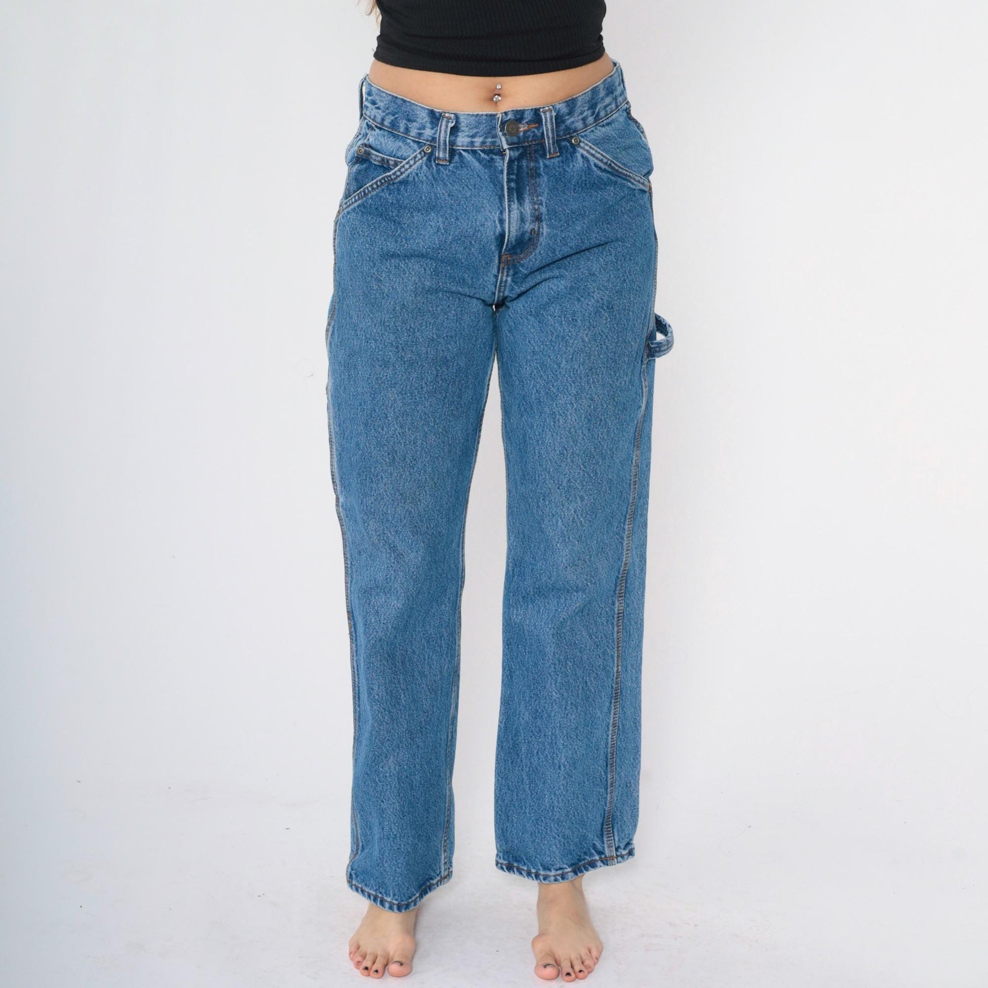 Schmidt Workwear High Rise Straight Leg Jeans Hammer Loop Light Wash 30x32