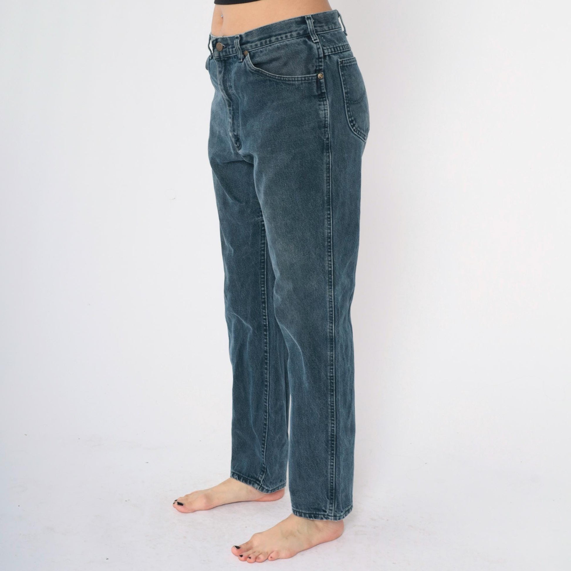 90s Lee Relaxed Fit Straight Leg Jeans Overdyed Black Denim 36x32