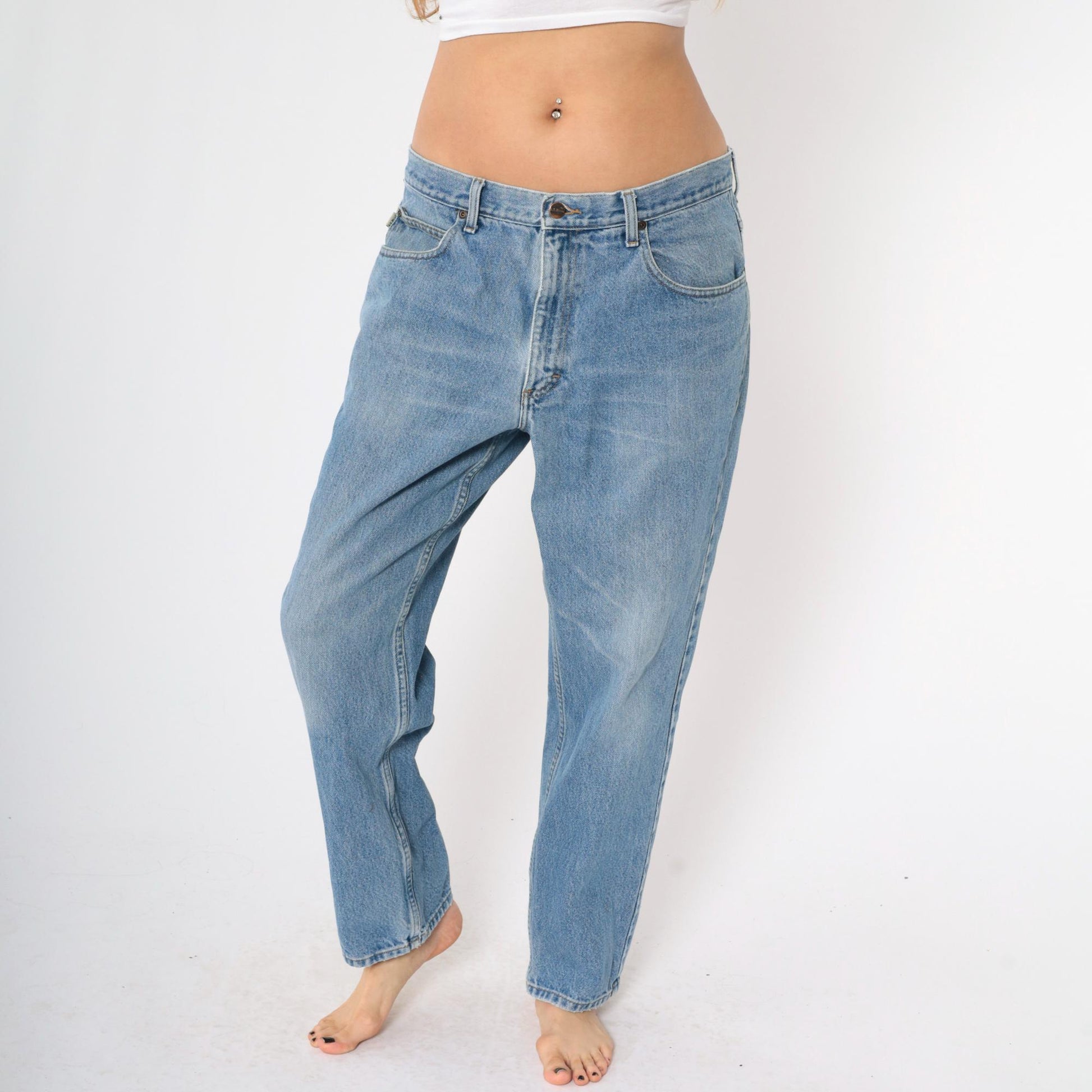 90s L.L. Bean Jeans Men's High Rise Straight Leg Faded Blue Denim 34W