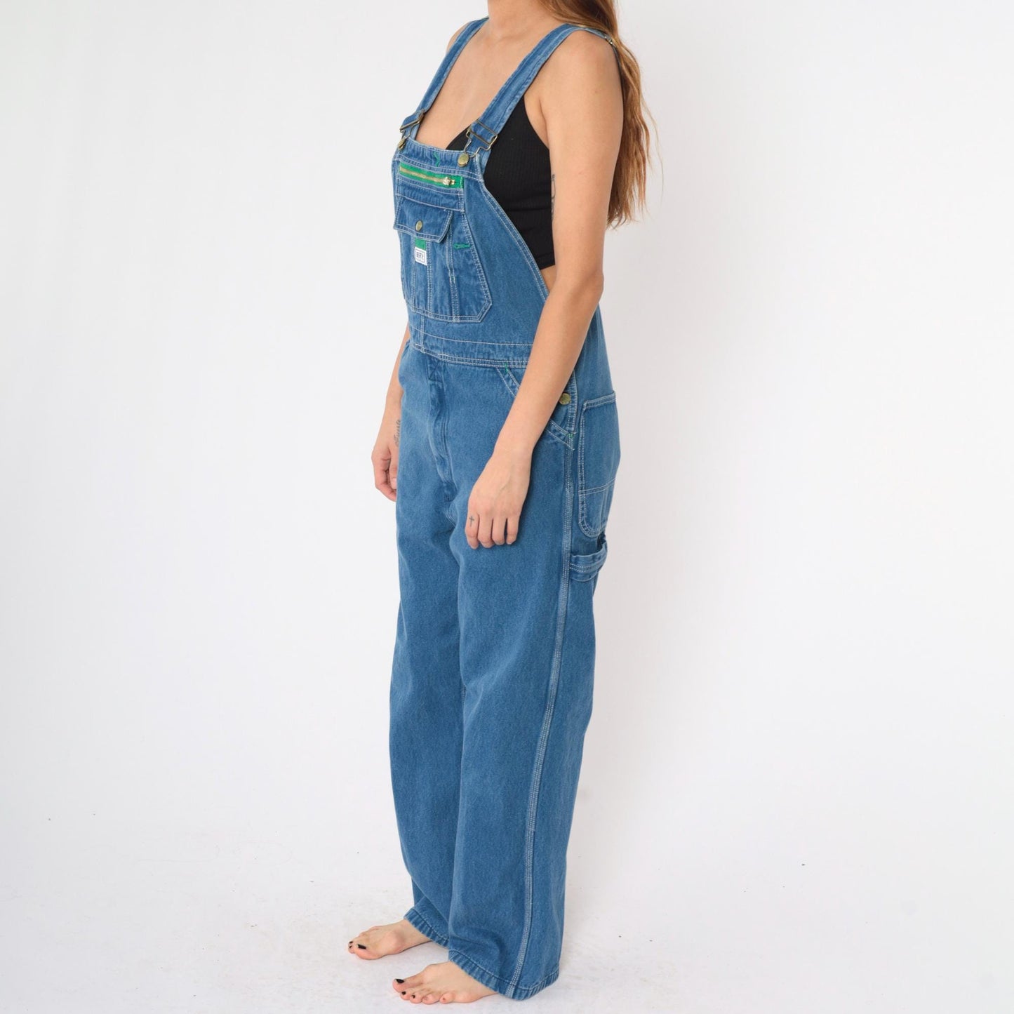 Y2K Liberty Blue Denim Bib Overalls Relaxed Baggy Workwear Men's 34x32