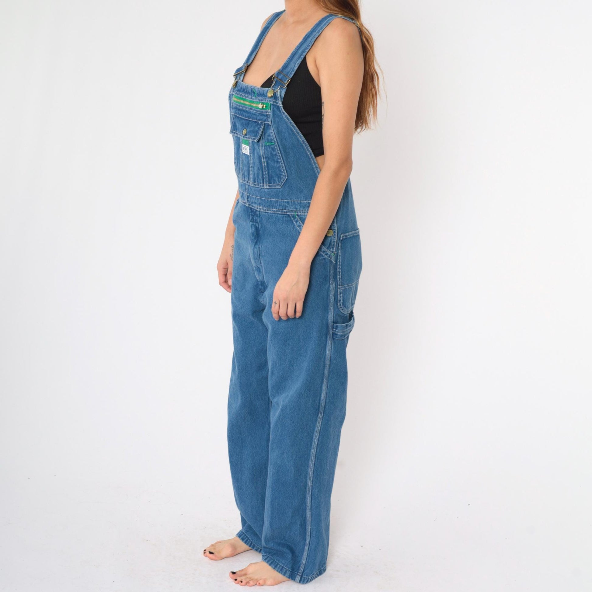 Y2K Liberty Blue Denim Bib Overalls Relaxed Baggy Workwear Men's 34x32