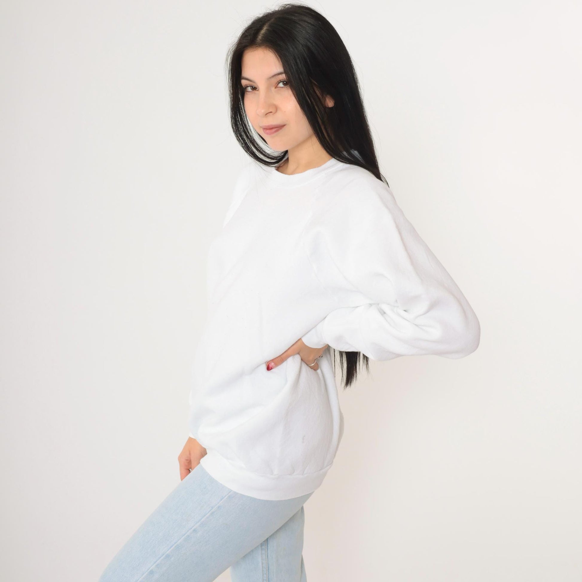 90s Fruit of the Loom White Raglan Sweatshirt Crewneck Pullover Extra Large XL