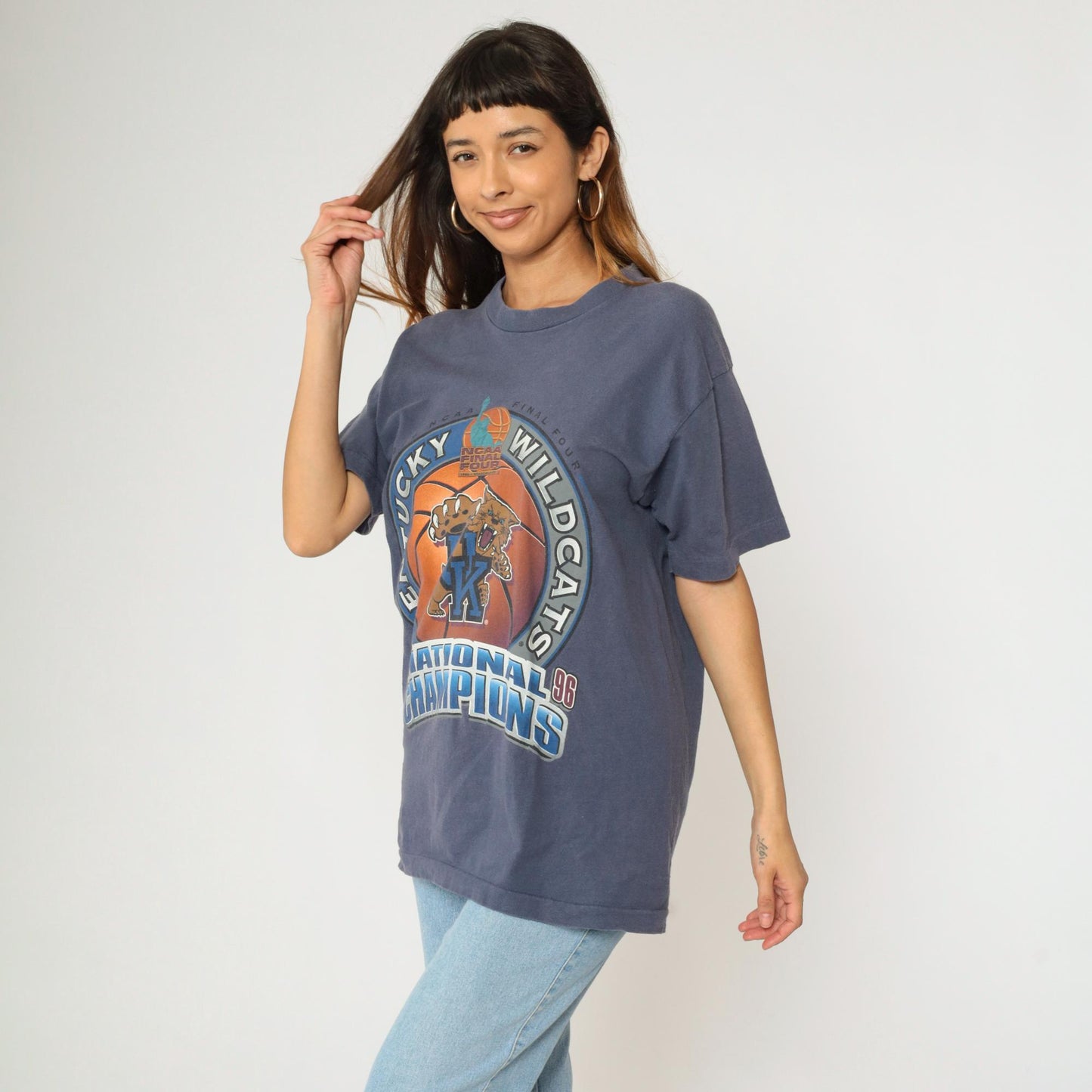 1996 Kentucky Wildcats NCAA Final Four National Champions Graphic Tee Blue Medium