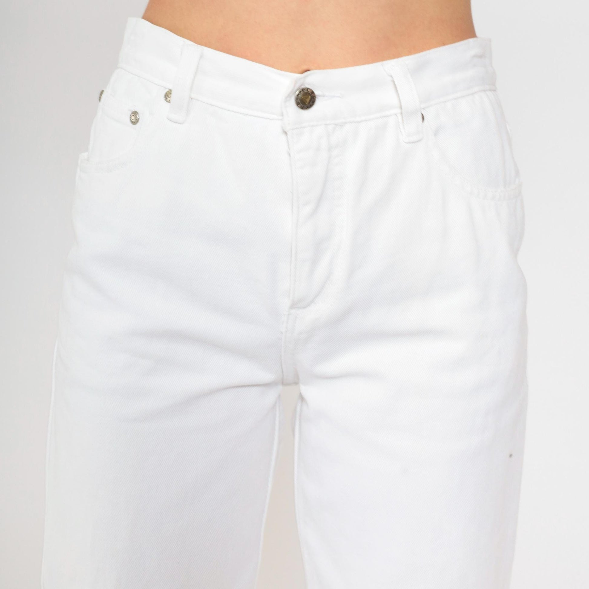 90s Guess White Denim High-Rise Straight-Leg Jeans Small 29