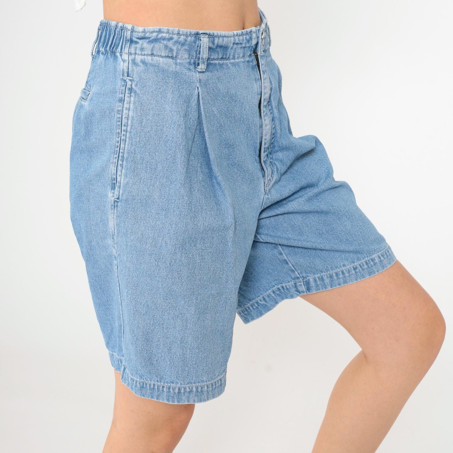 90s Chico's Denim Shorts Pleated High Waist Blue Jean Shorts XS