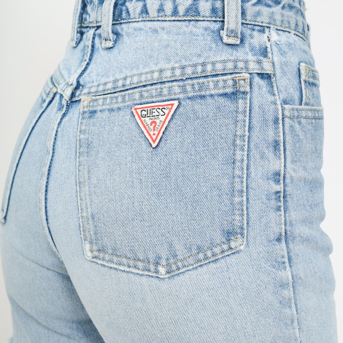 90s Guess Denim Cutoff Shorts Faded Blue High Waisted Frayed Extra Small