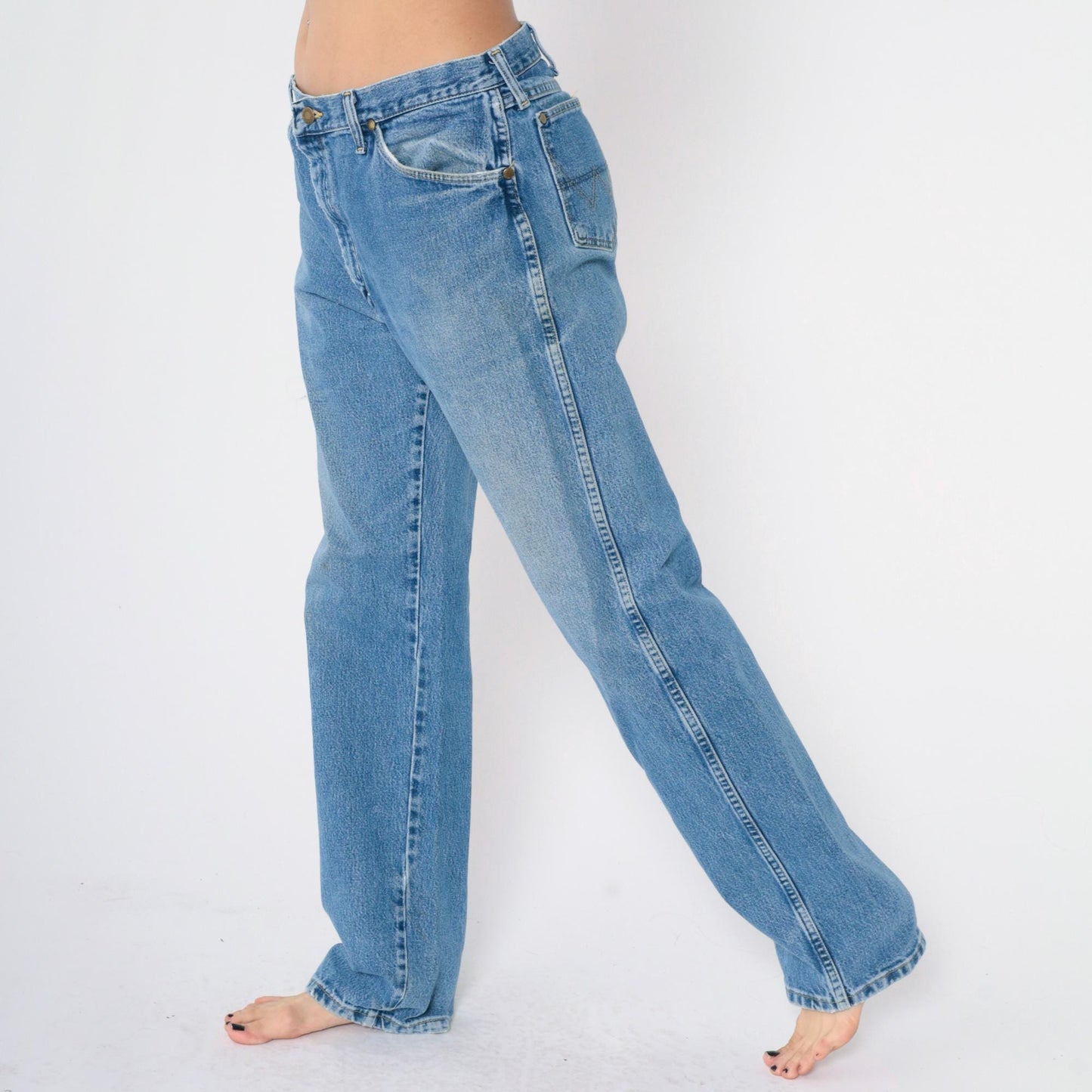 90s Wrangler George Strait Cowboy Cut Jeans Blue High Rise Straight Leg 35x34