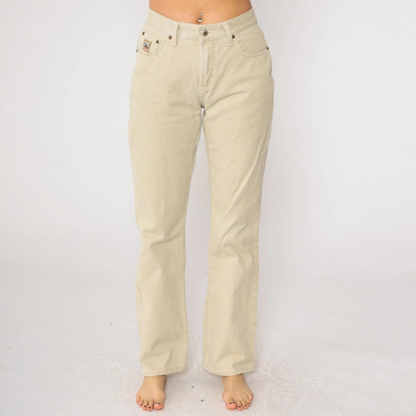 Y2K Cruel Girl Beige Denim Bootcut Jeans High Waisted Western Small 7
