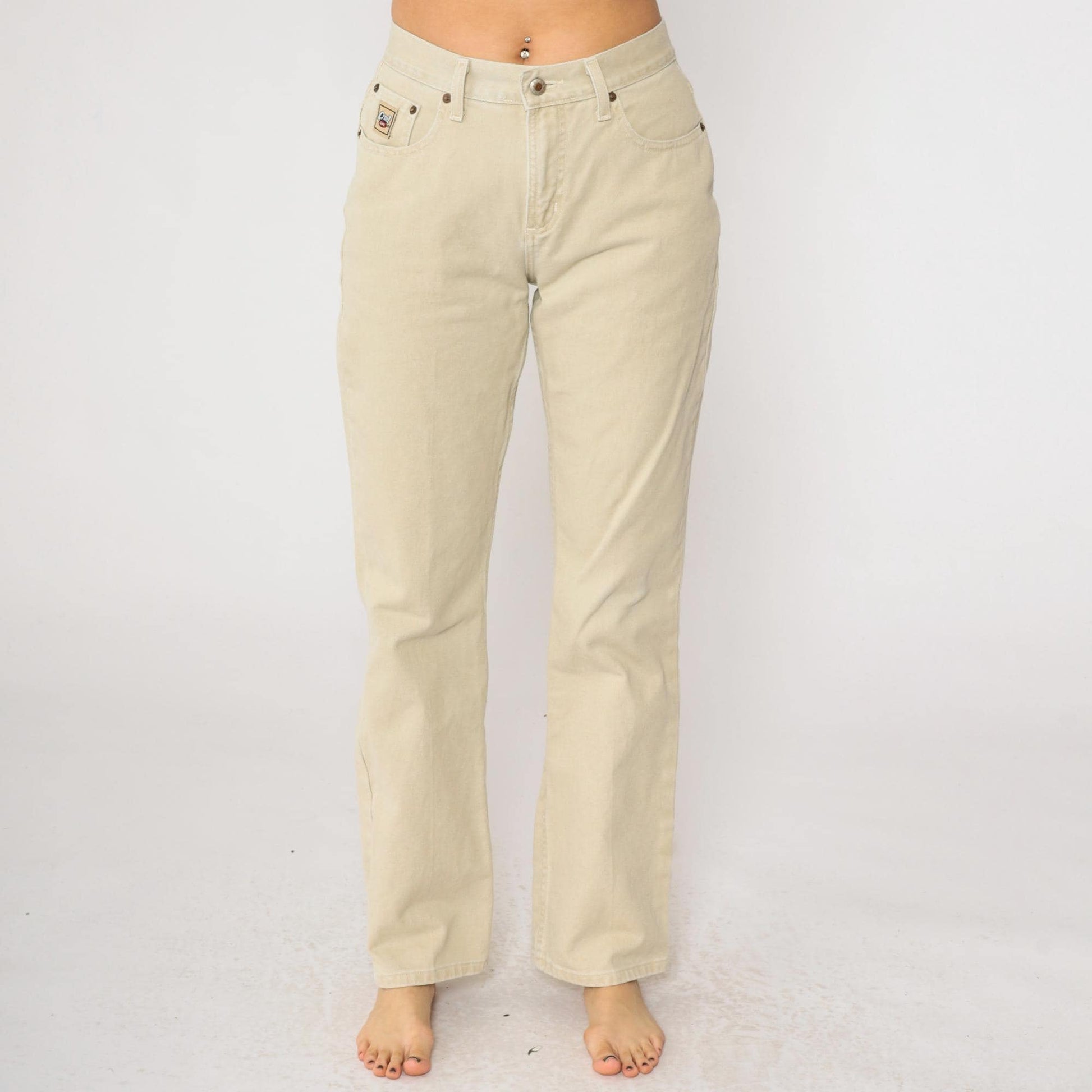Y2K Cruel Girl Beige Denim Bootcut Jeans High Waisted Western Small 7