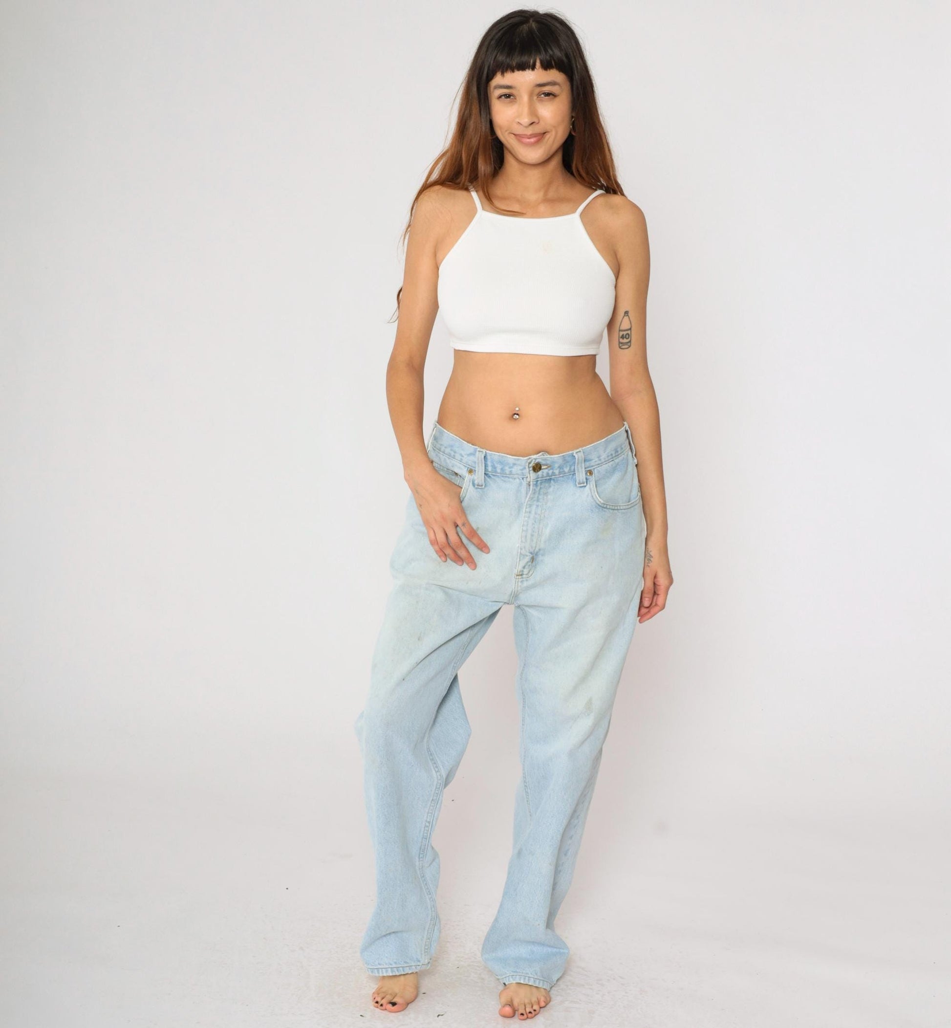 90s Carhartt Straight Leg Jeans High Waist Light Wash Denim 36