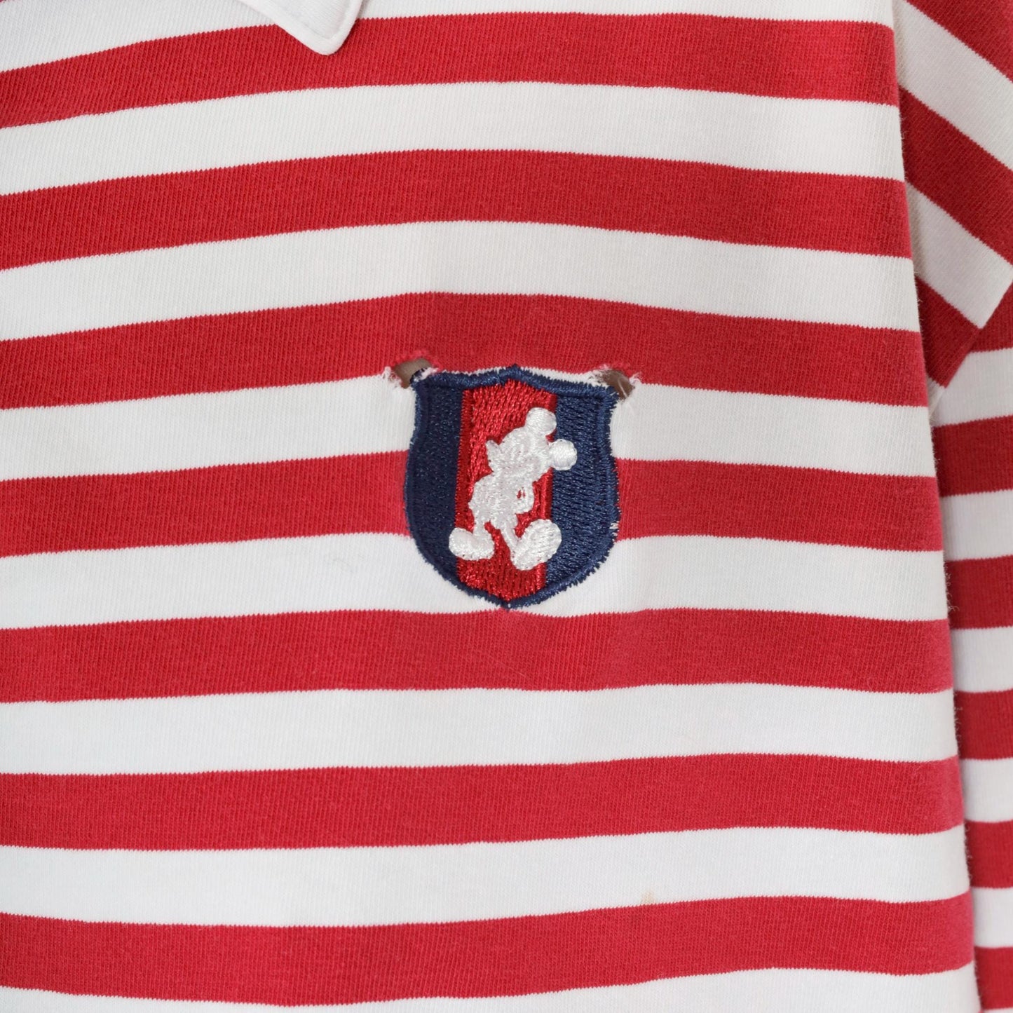 Y2K Mickey Mouse Walt Disney World Polo Shirt Red White Striped Plus Size XXL
