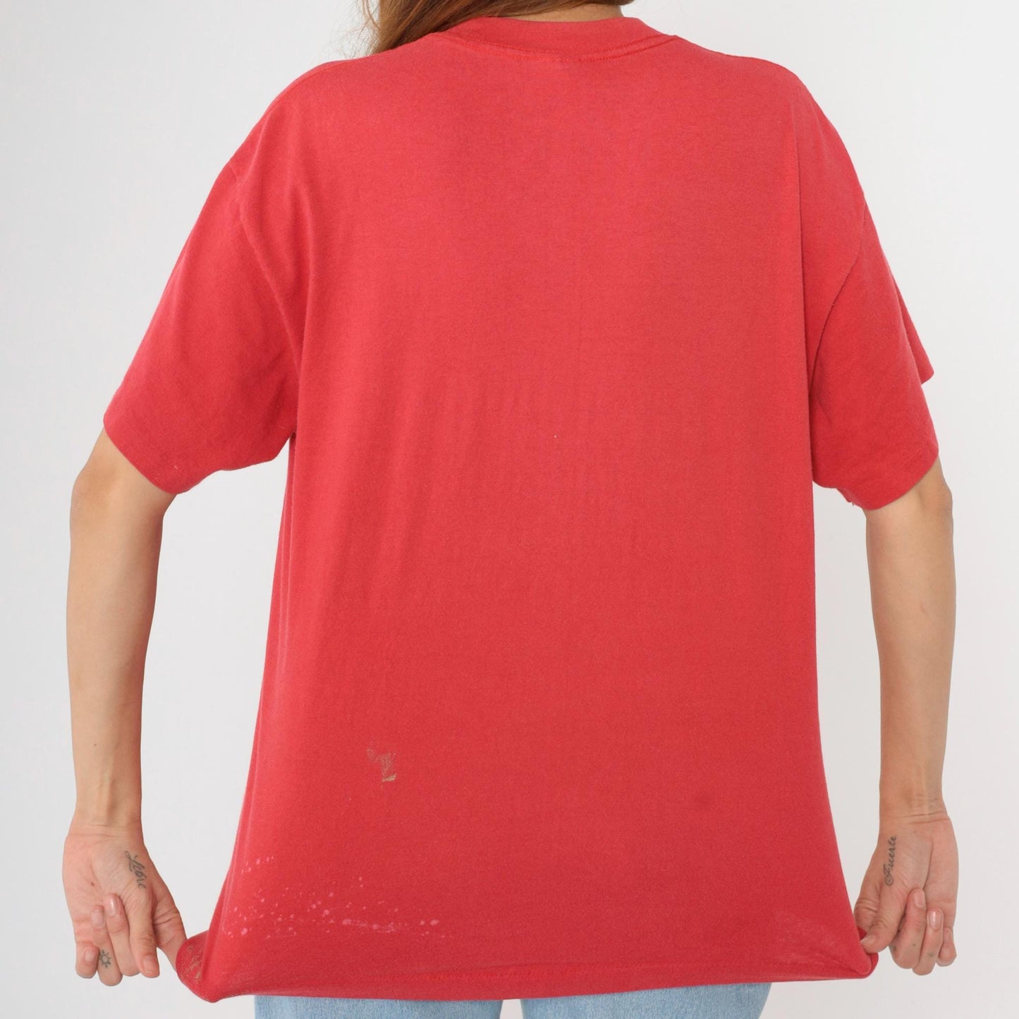 90s Mississippi Fishing Graphic T-Shirt Red Crewneck Large