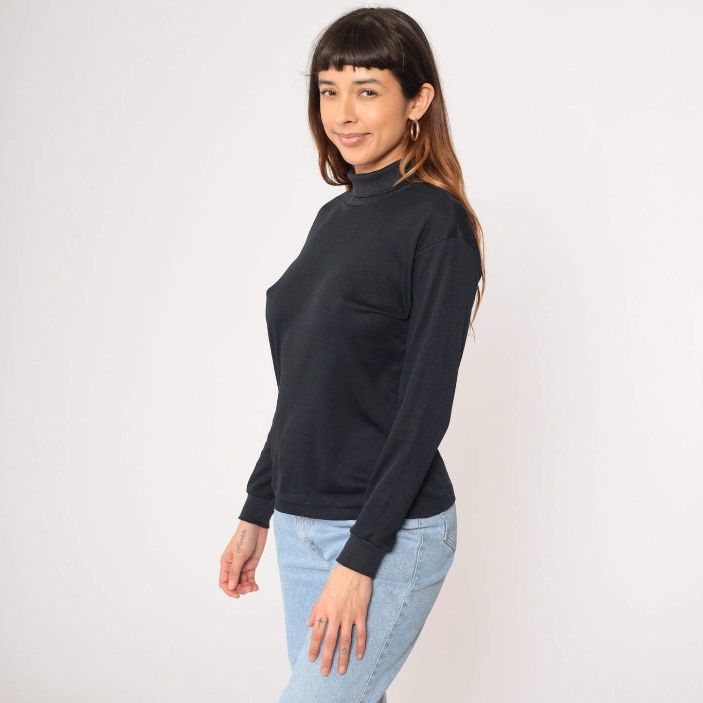 80s Bobbie Brooks Black Turtleneck Long Sleeve Shirt Medium