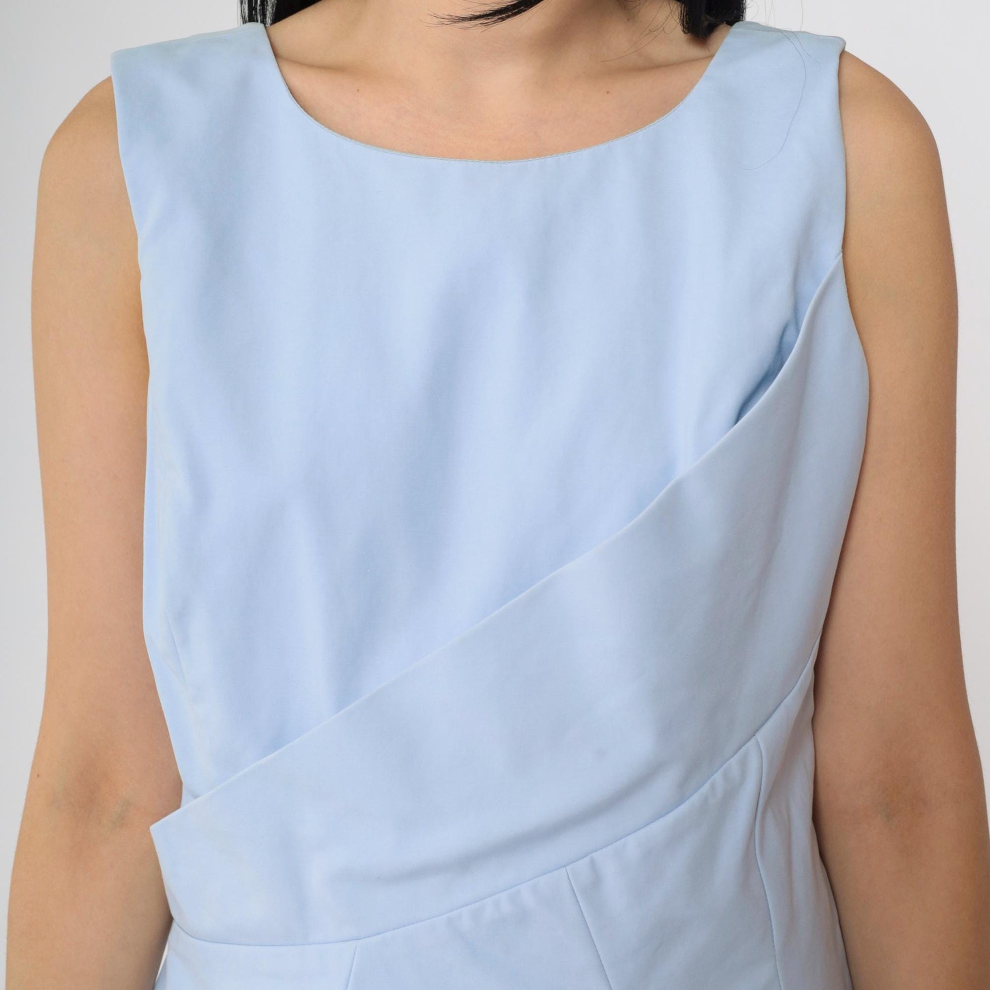 Christian Dior Blue Skater Mini Dress V-Back Jewel Neck Medium M