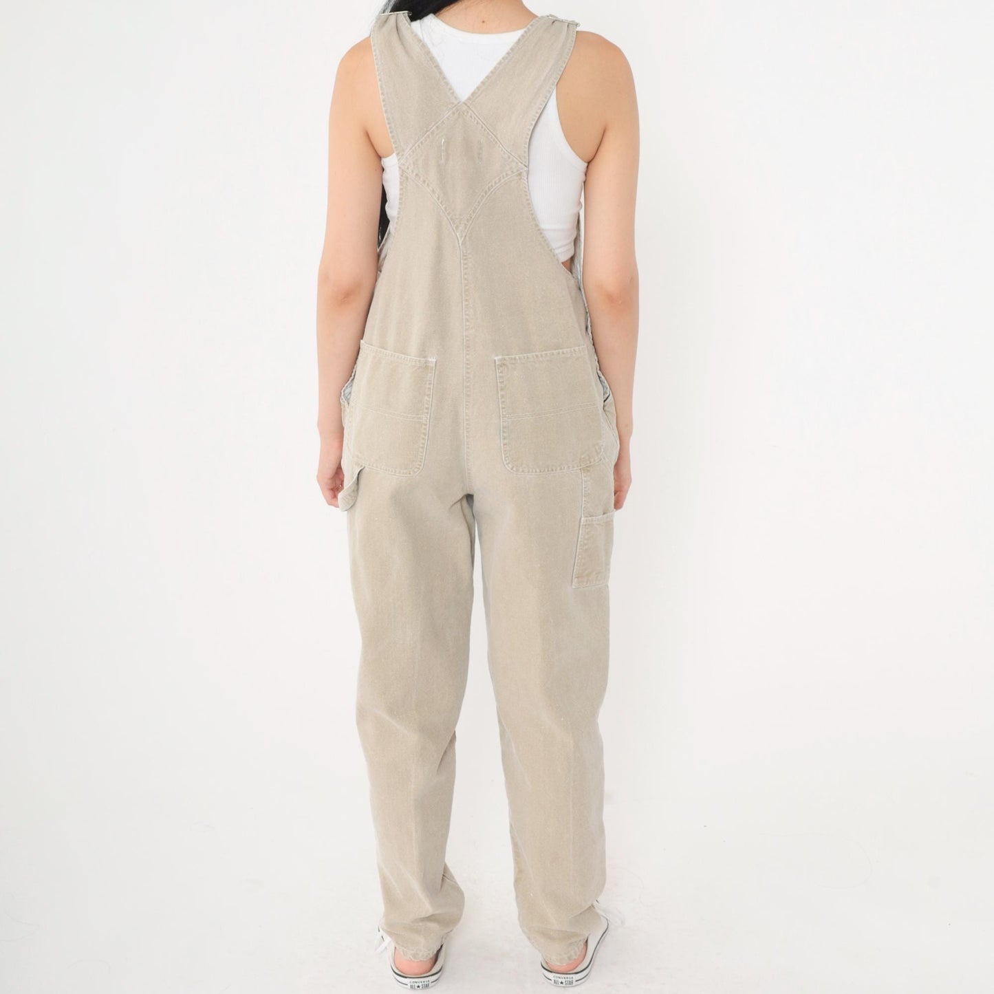 00s Landing Strip Tan Denim Overalls Tapered Leg Medium
