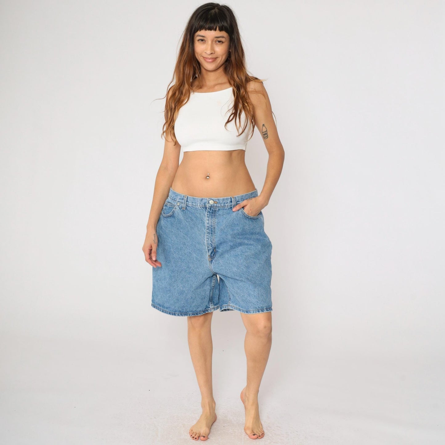 90s Faded Glory High-Waist Denim Shorts Blue Large