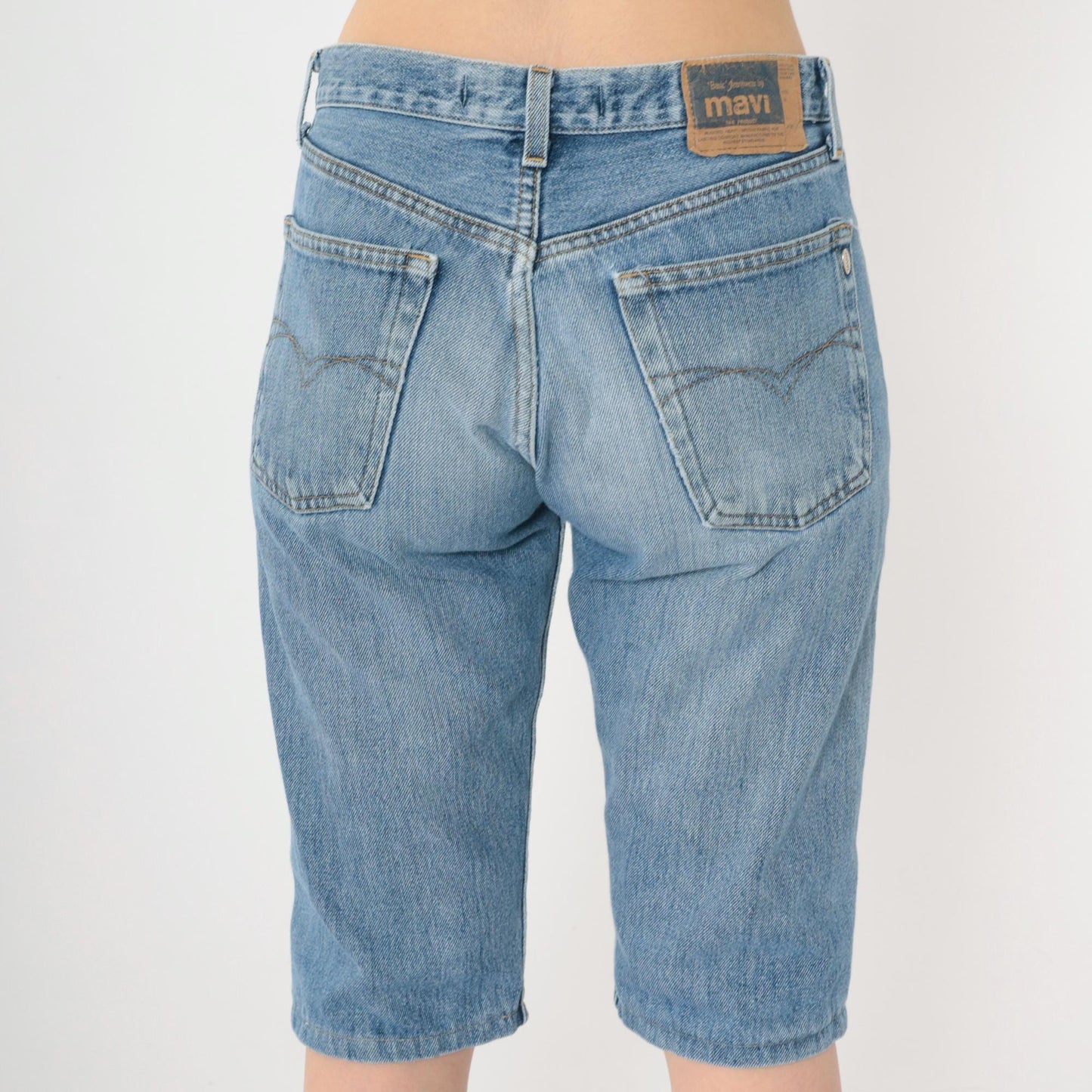 Y2K Mavi High-Waisted Denim Bermuda Shorts Blue Jean Small