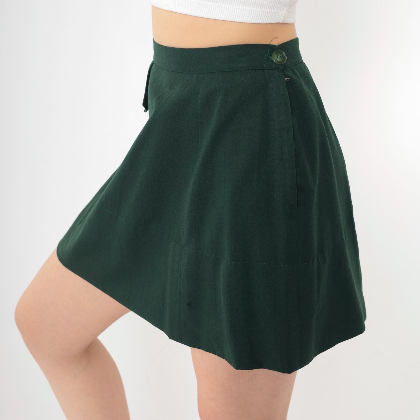 1960s Girl Scout Cadette A-Line Skirt Dark Green Mini Extra Small