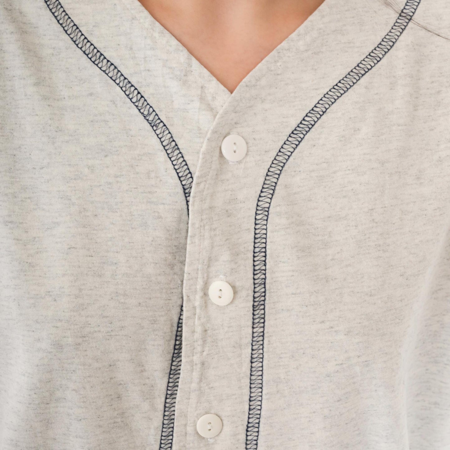 90s Lynne Designs Baseball Button-Up Shirt Grey Cotton Short Sleeve Medium