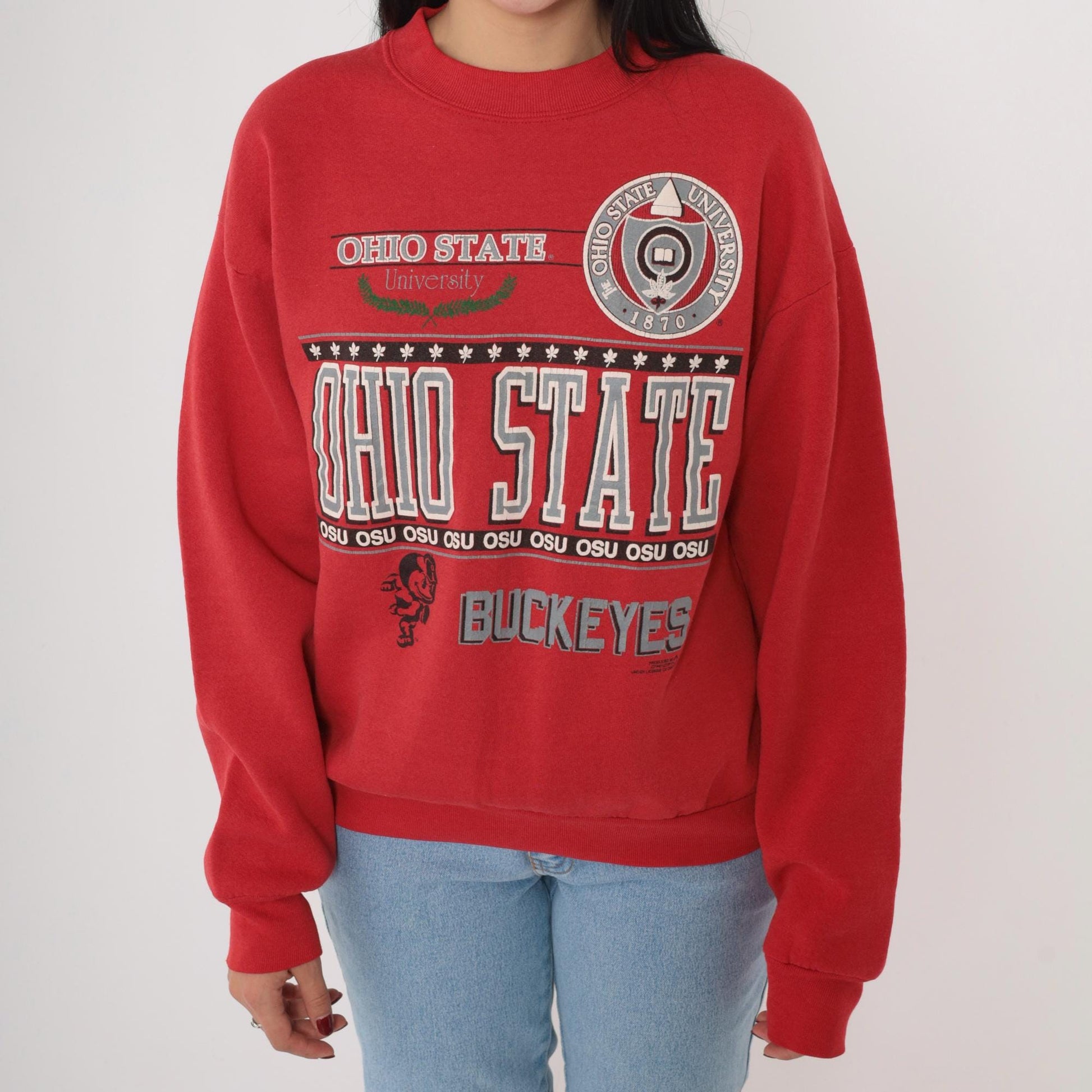90s Ohio State Buckeyes Graphic Sweatshirt Red Crewneck Medium