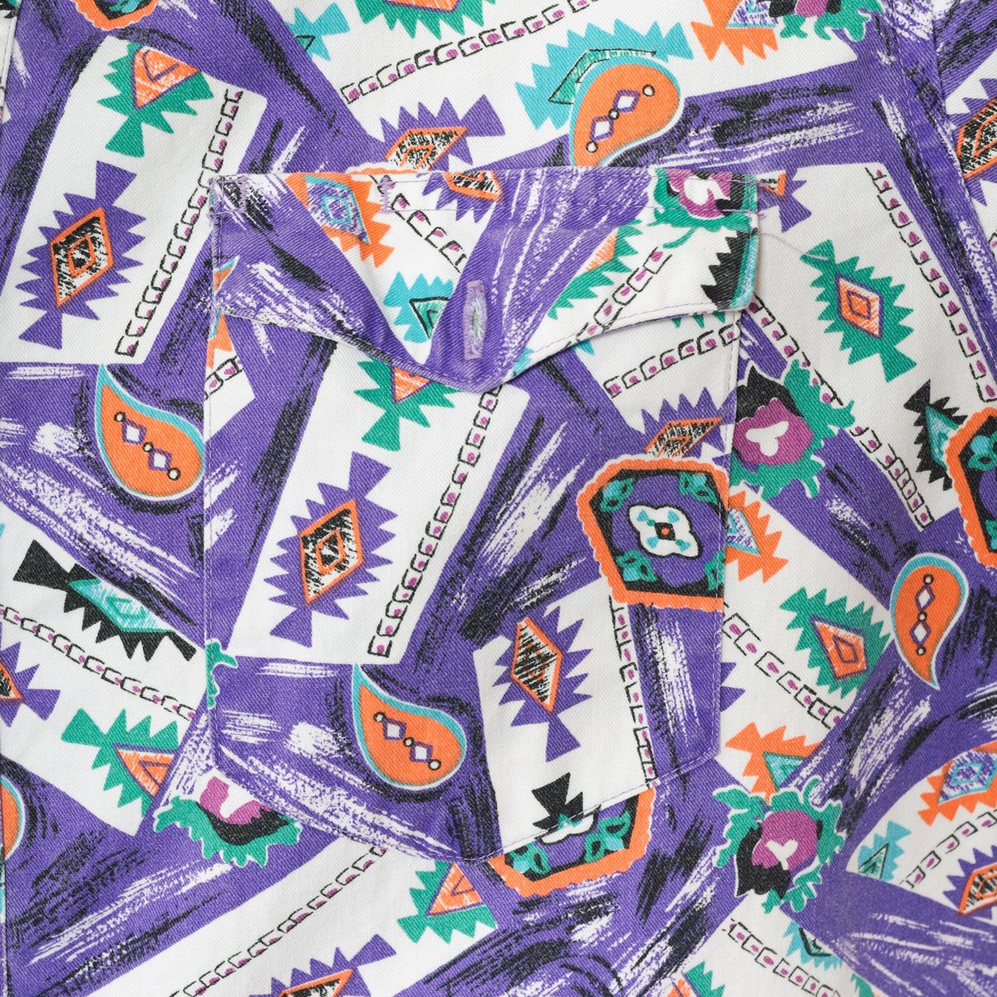 90s Wrangler Southwest Paisley Button Up Shirt Purple Men's X-Long