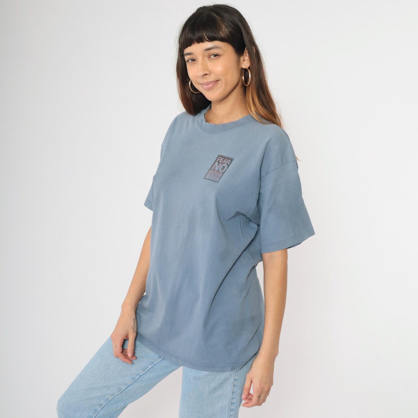 90s Angel Fire New Mexico Ski Graphic T-Shirt Blue Cotton Crewneck Large L