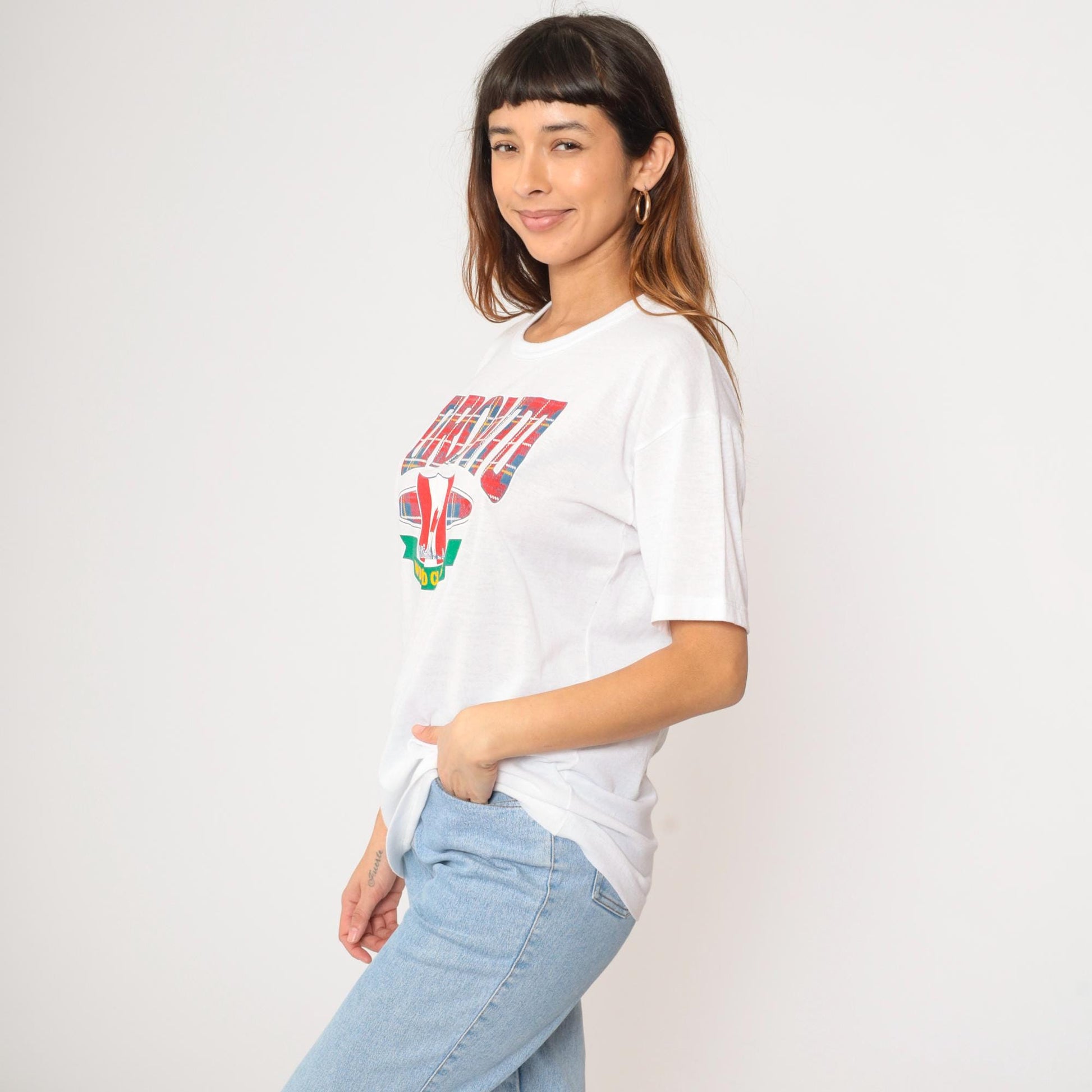 90s Toronto CN Tower Graphic T-Shirt White Canada Travel Tee Large L