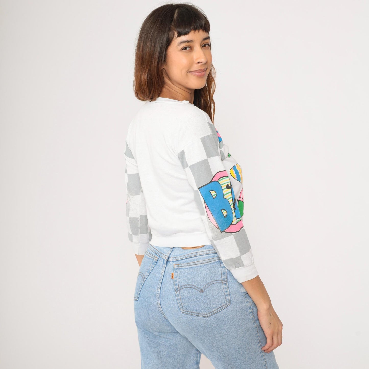 80s Beach Network Dinosaur T-Rex Sweatshirt Colorful All Over Print Extra Small