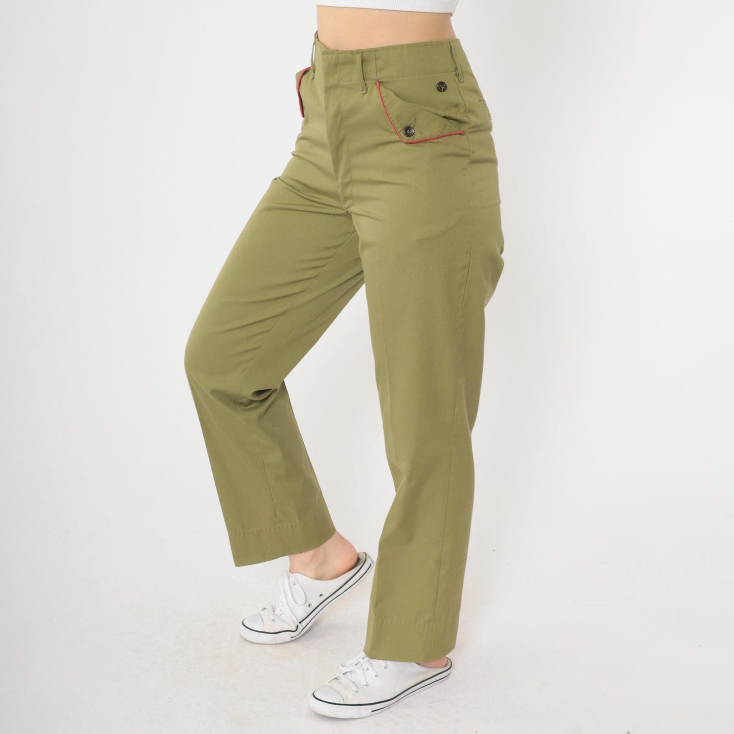 60s Boy Scouts of America Uniform Pants Olive Green High Waist Small