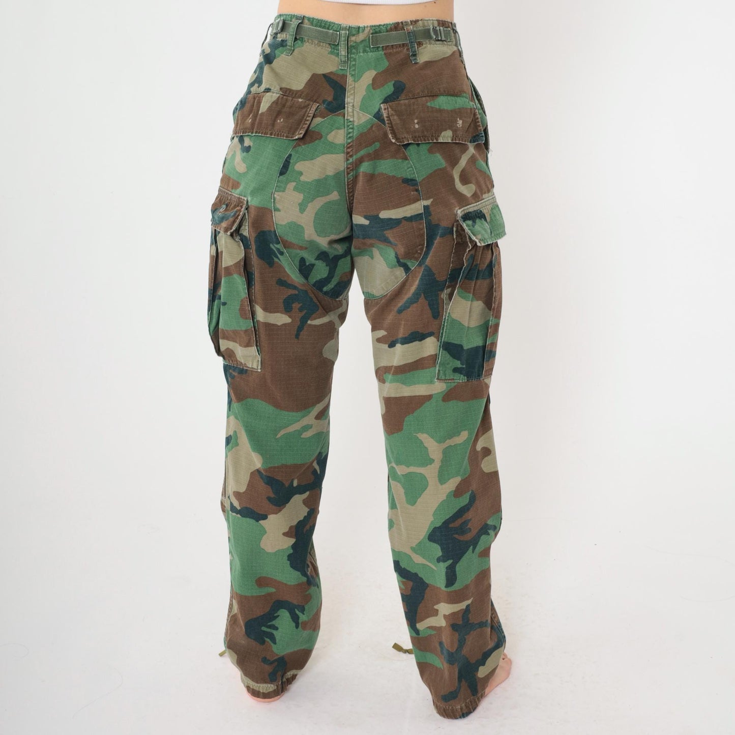 80s Woodland Camo Ripstop Cargo Pants Military BDU XS Regular