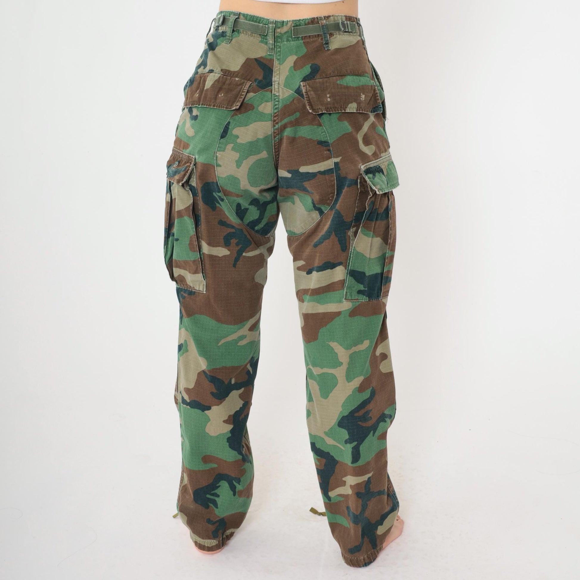 80s Woodland Camo Ripstop Cargo Pants Military BDU XS Regular