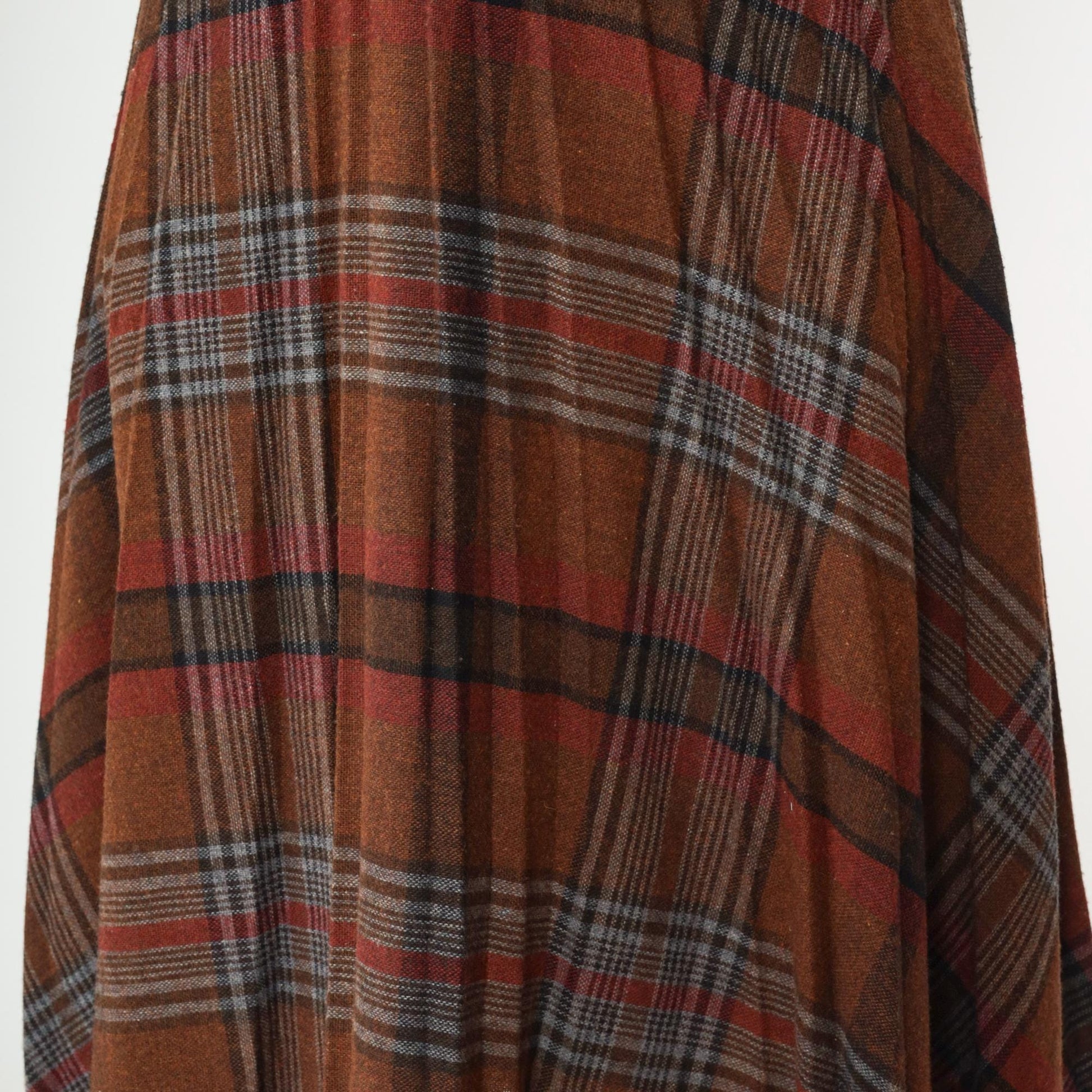 80s Russ Togs II Plaid Midi Skirt Brown High-Waisted A-Line Small