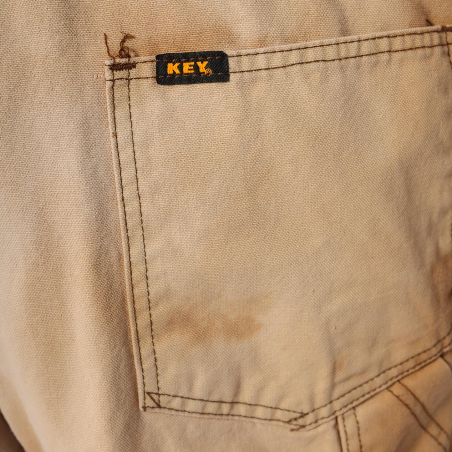 90s Key Imperial Canvas Workwear Overalls Tan Quilted Lining Extra Large