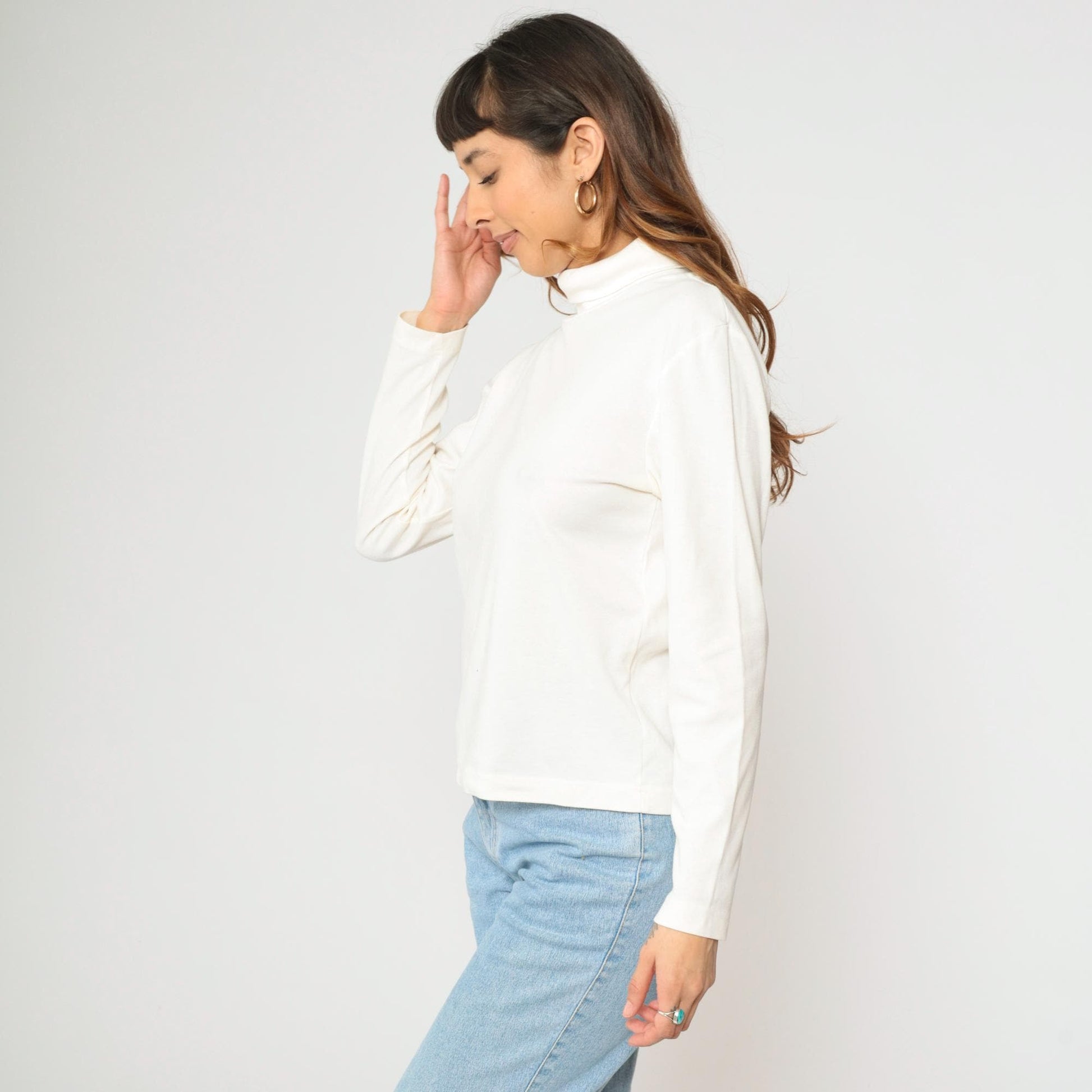 00s Christopher & Banks Off-White Turtleneck Long Sleeve Top Medium M