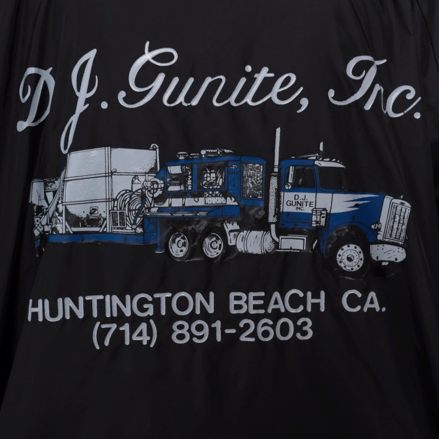 90s DJ Gunite Trucking Black Nylon Coaches Jacket Huntington Beach Extra Large XL
