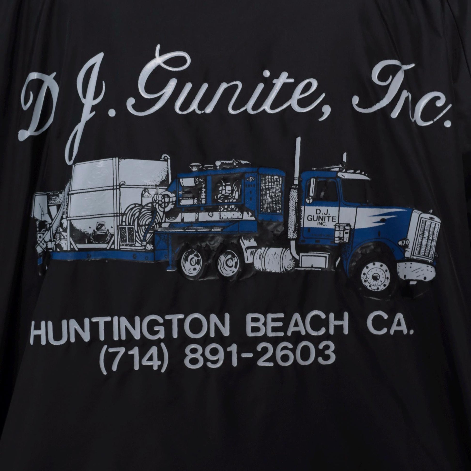 90s DJ Gunite Trucking Black Nylon Coaches Jacket Huntington Beach Extra Large XL