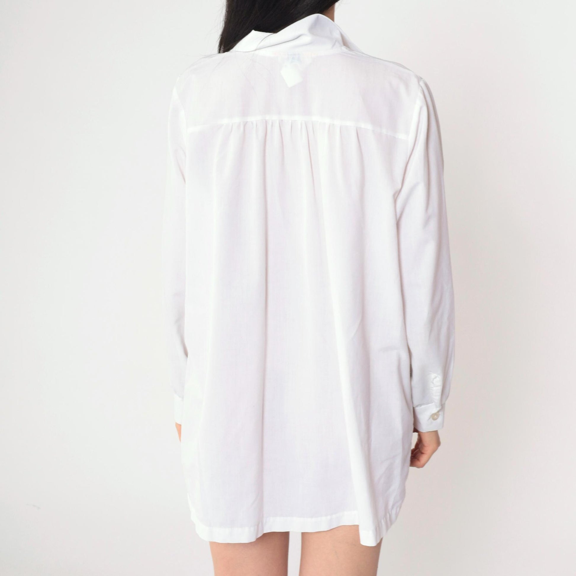 70s White Patchwork Strawberry Floral Button-Up Blouse Long Sleeve Extra Large