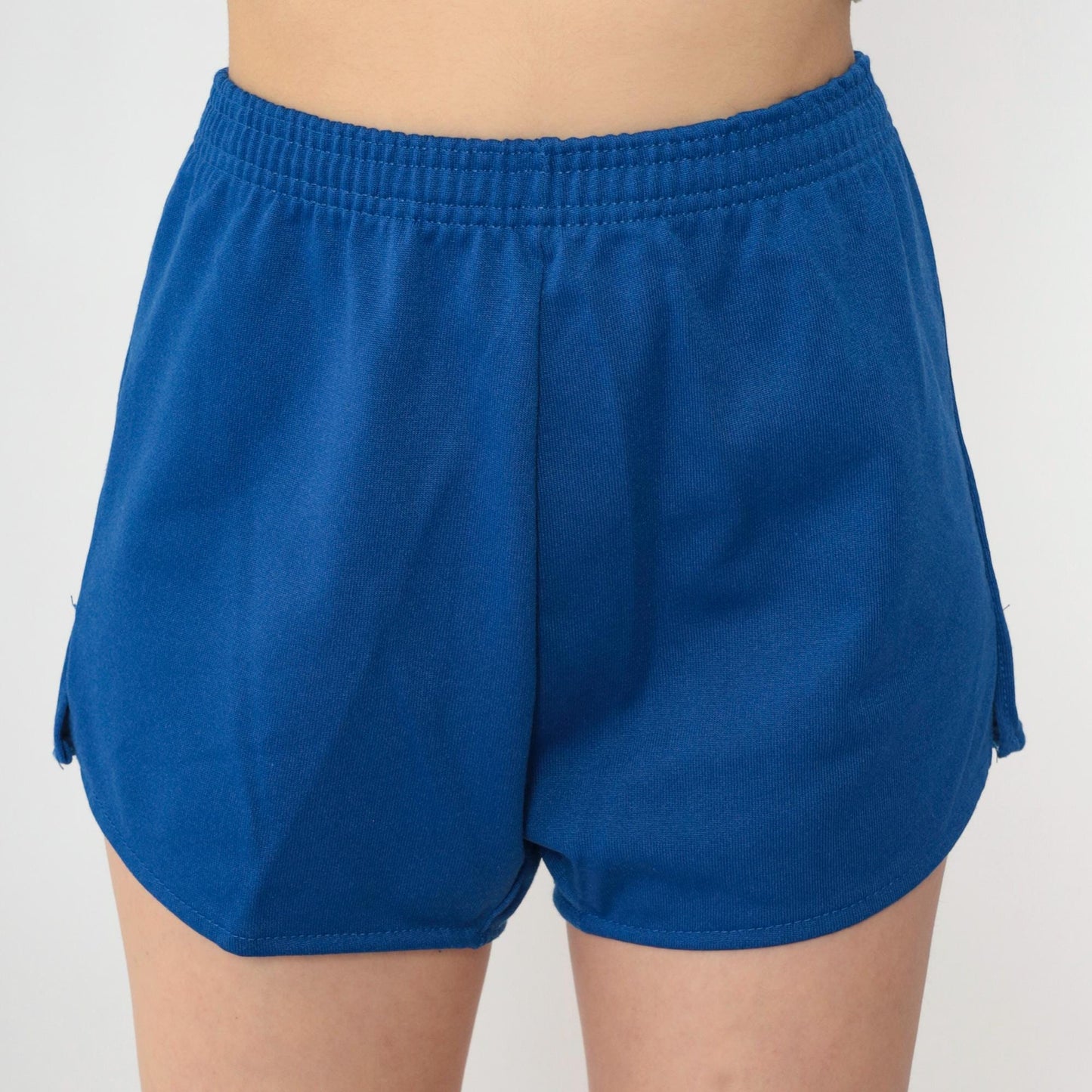 80s Jerzees Russell Blue Running Shorts High Elastic Waist Medium Large