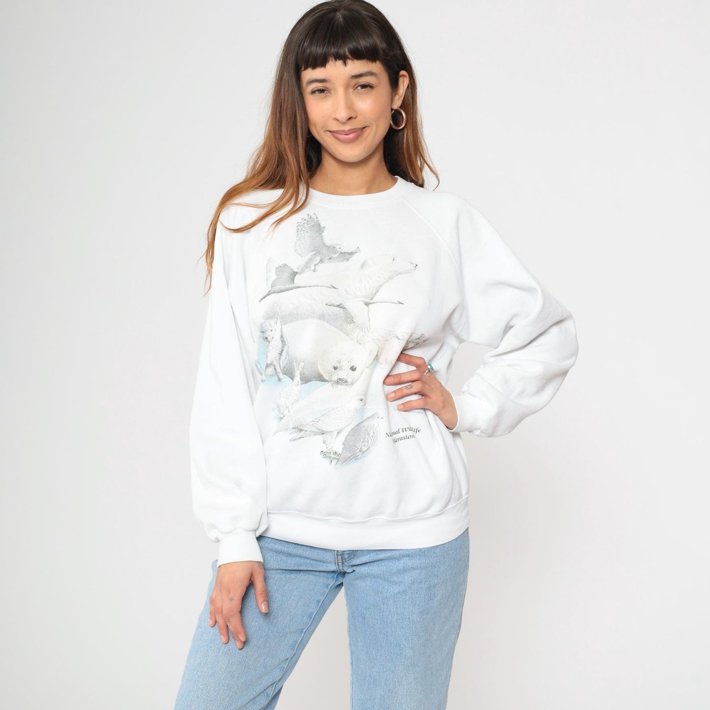 90s Hanes Wildlife Sweatshirt Arctic Animals National Wildlife Federation Extra Large