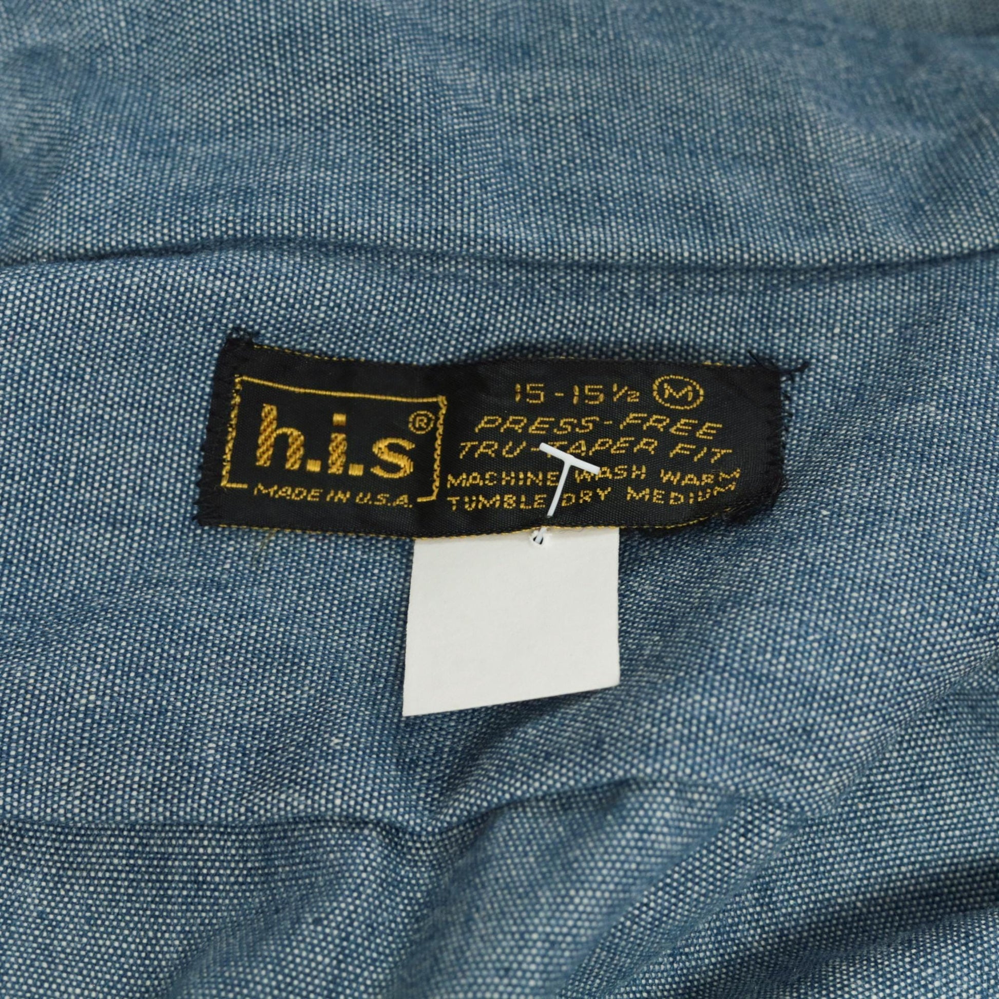 70s H.I.S Chambray Work Jacket Blue Button Up Utility Shirt Medium