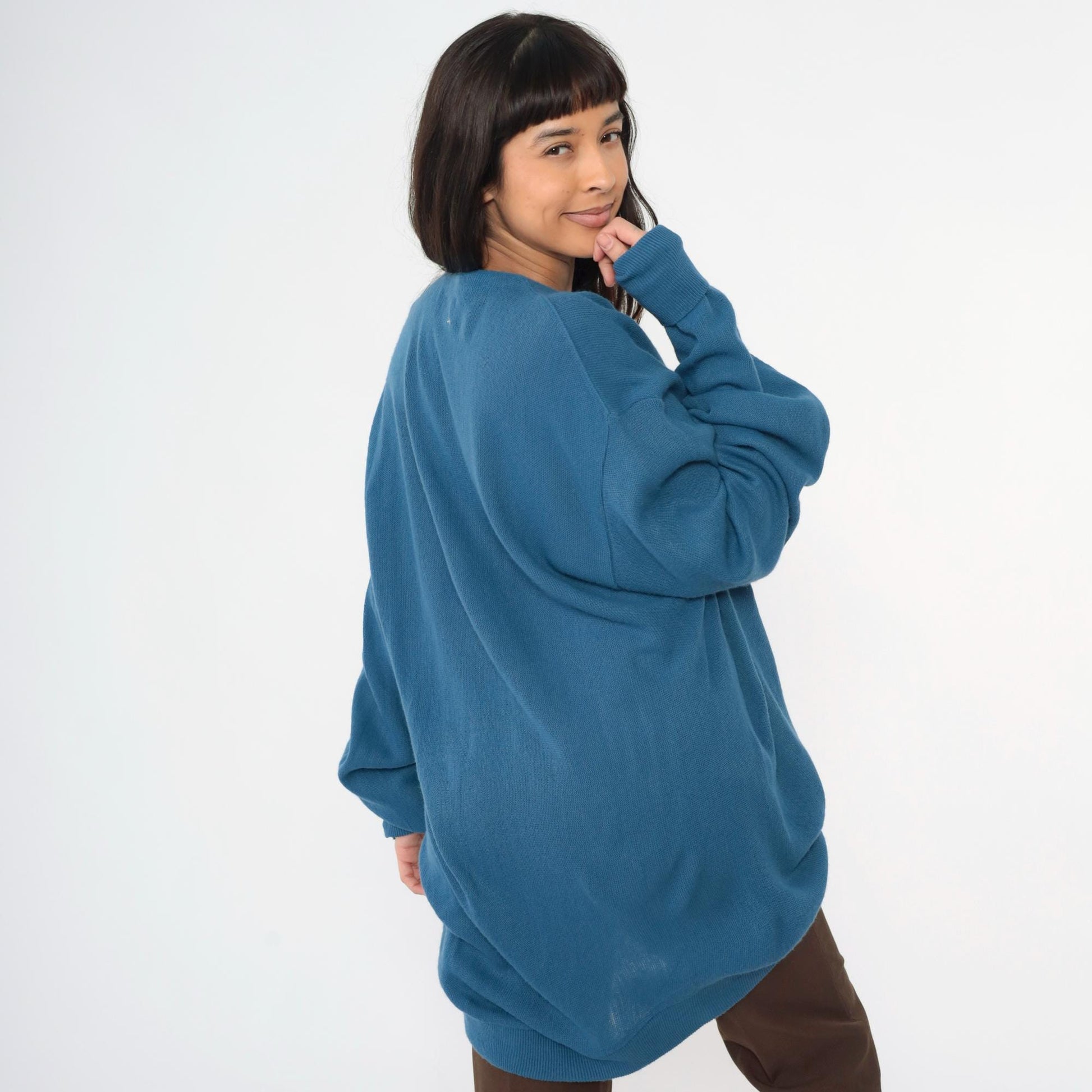 80s Izod Lacoste Blue Cardigan Sweater Crocodile Logo Knit Extra Large XL