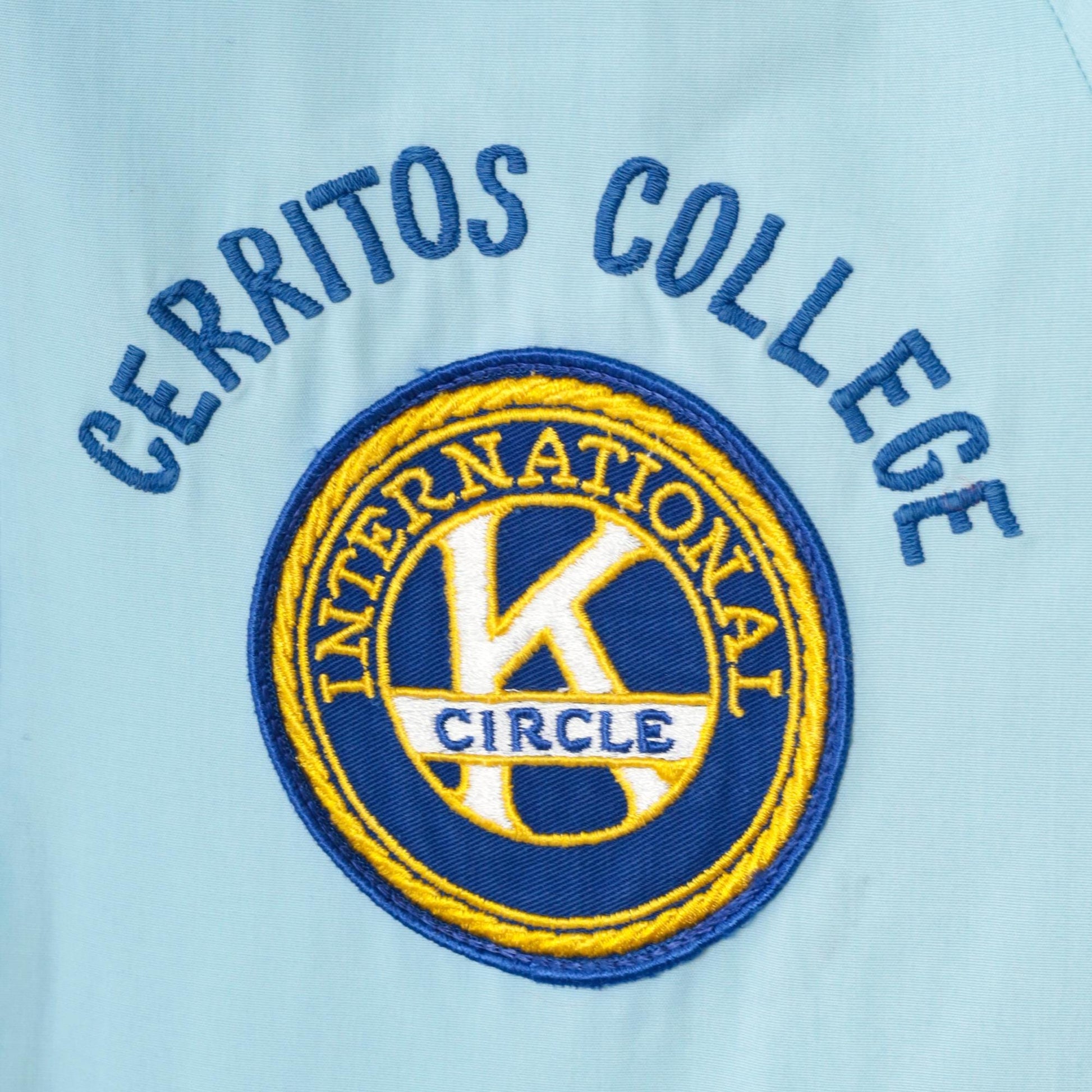 70s Cerritos College Circle K Windbreaker Jacket Baby Blue Raglan Medium