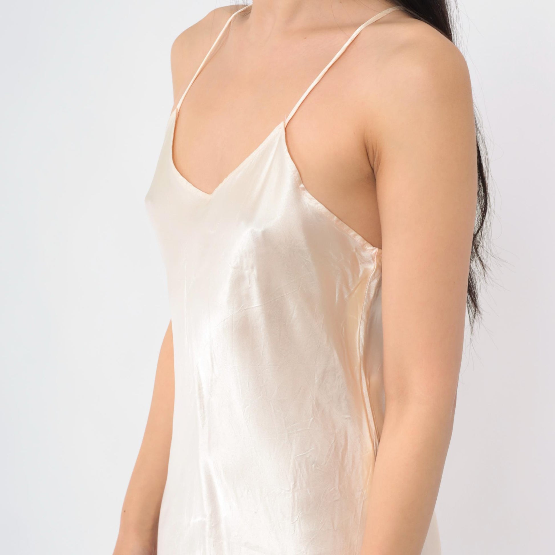 90s Dance Allure Pink Satin Slip Dress V-Neck Tank Midi Small Medium