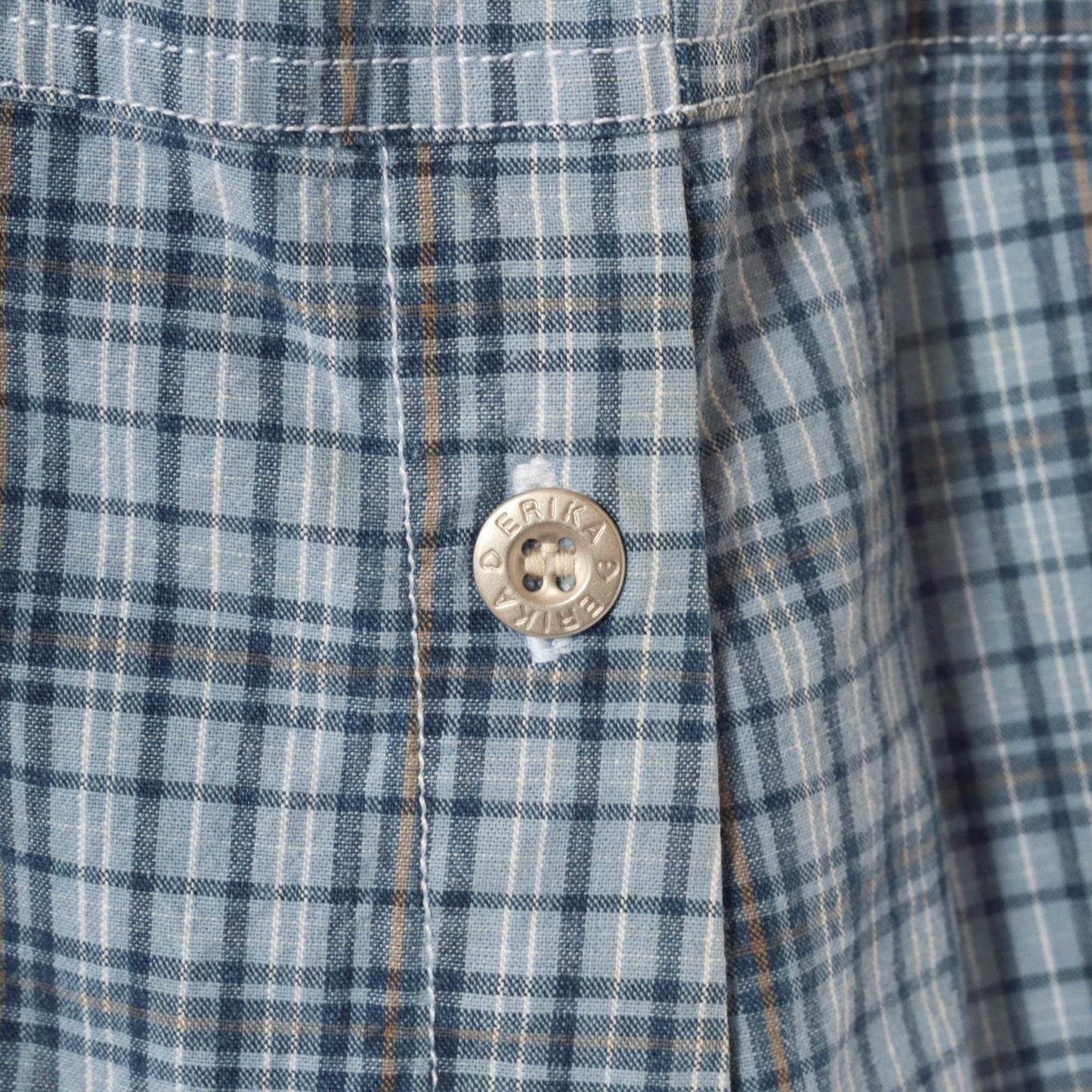 90s Erika & Co Blue Plaid Maxi Jumper Dress Cotton High Waist Medium M