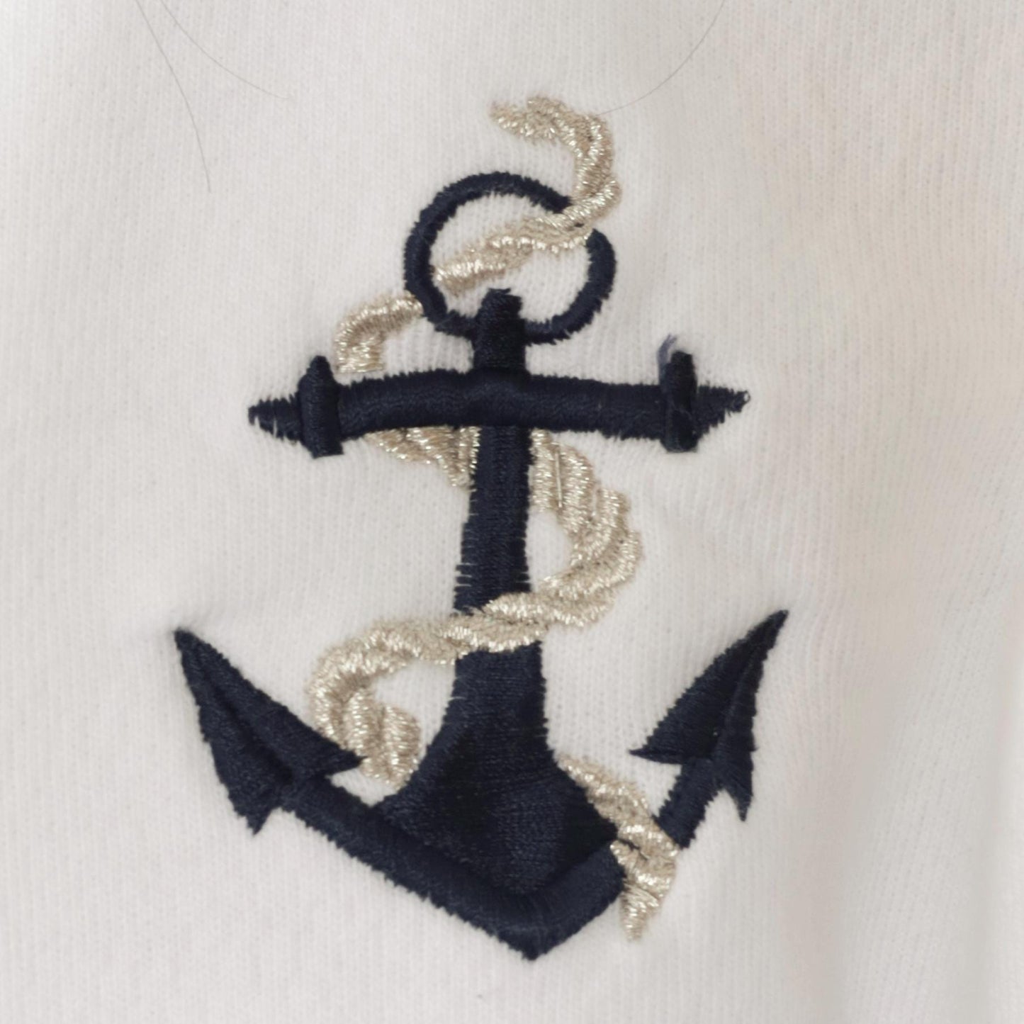 90s The Deep End White Anchor Embroidered Half-Zip Sweatshirt Cropped Large
