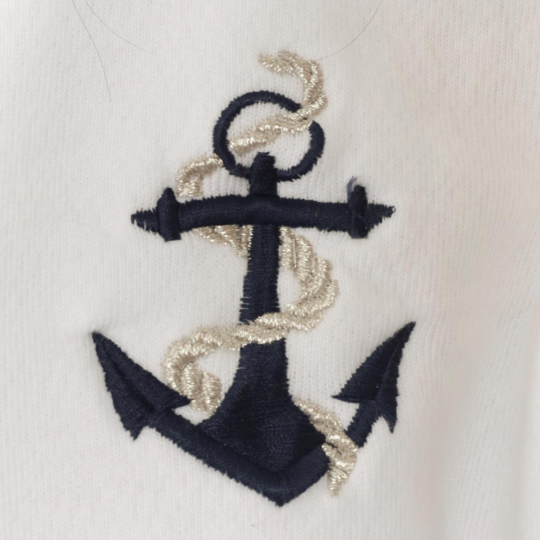 90s The Deep End White Anchor Embroidered Half-Zip Sweatshirt Cropped Large