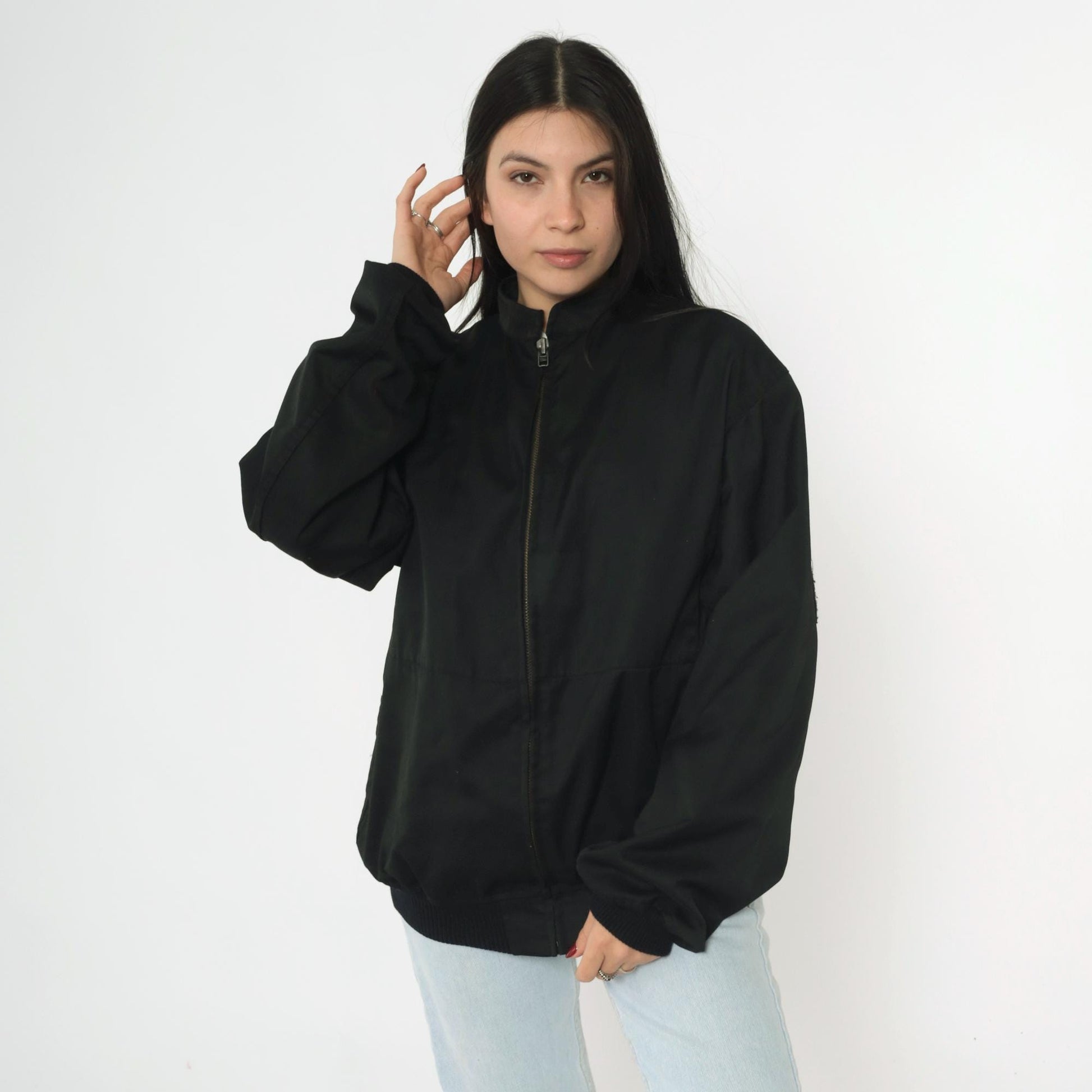 90s Gendarmerie French Military Police Bomber Jacket Black Large L