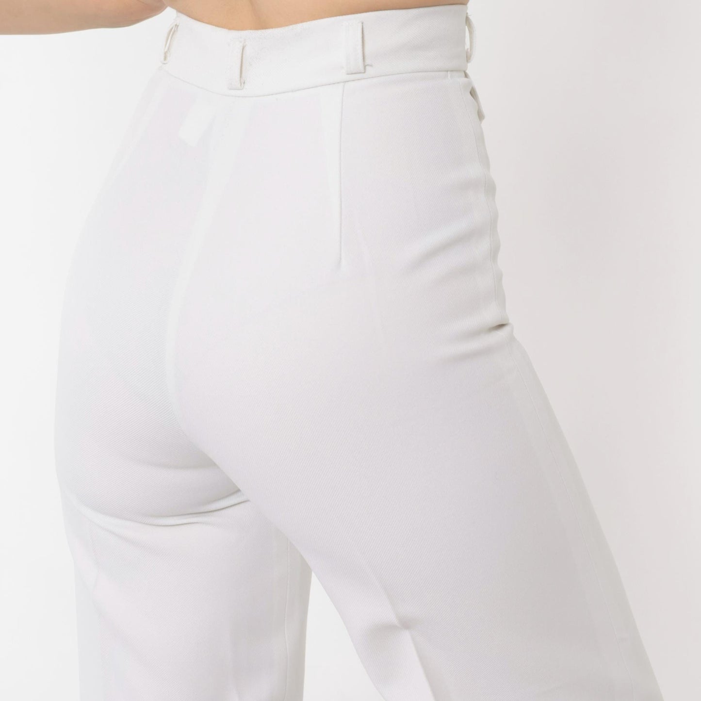 70s College Town White Bell Bottom Pants High Waist Crease Extra Small